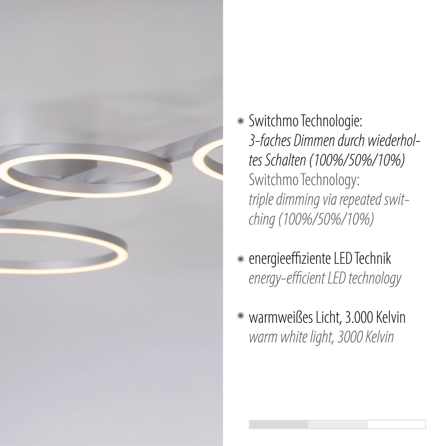 Lampe de plafonnier LED blanche métal 120 cm allongée 3000 K