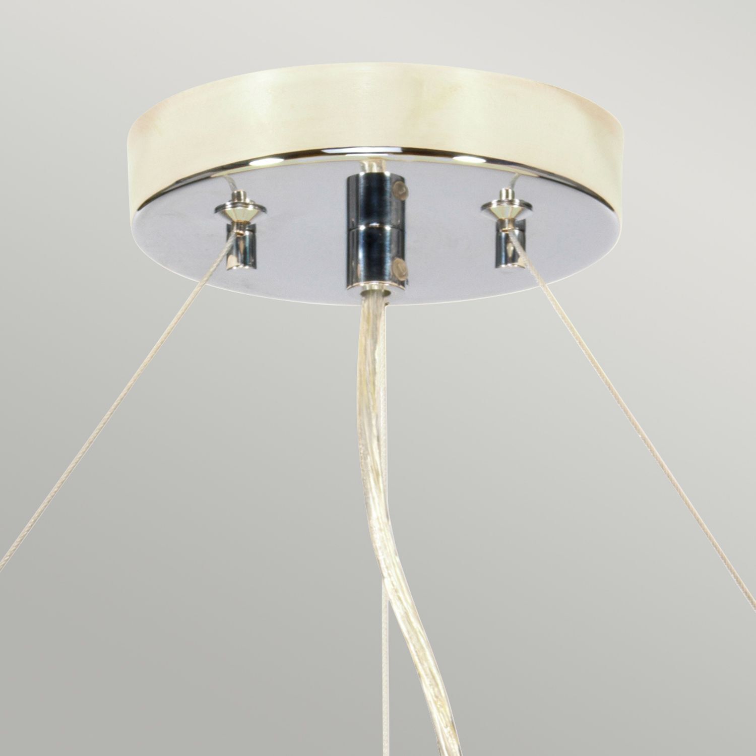Lampe à suspendre ronde Ø66cm en crème chromé Abat-jour en tissu