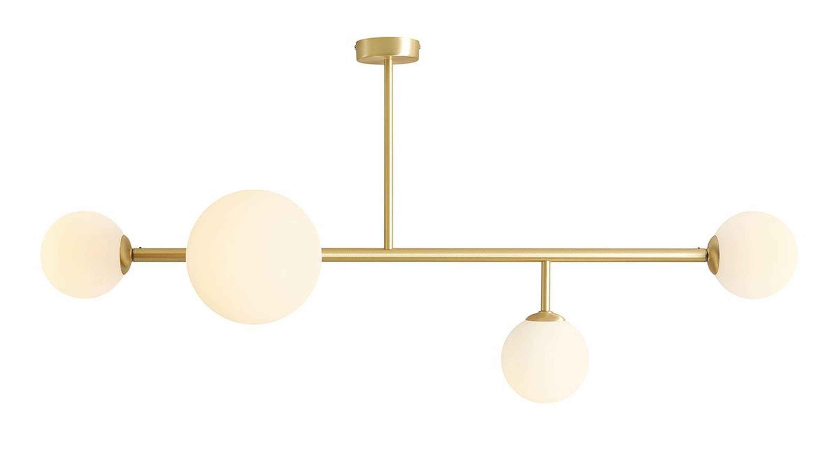 Plafonnier en laiton blanc Abat-jour sphérique H:58 cm 3-flmg