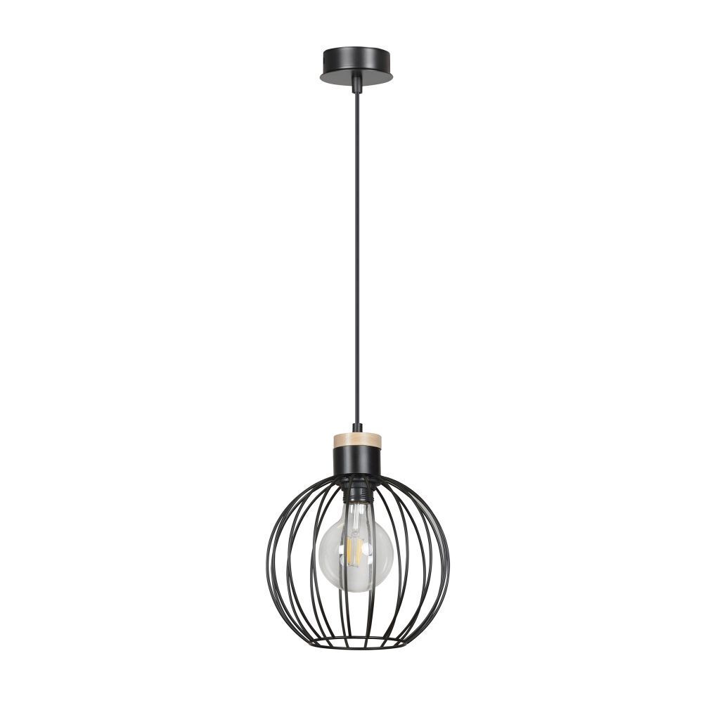 Suspension ronde boule Ø22cm rétro noir métal