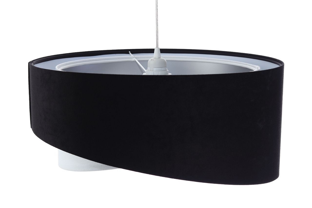 Suspension E27 ronde D : 50 cm Tissu Noir Argent Blanc Lampe, Mobiliar, Tabelle