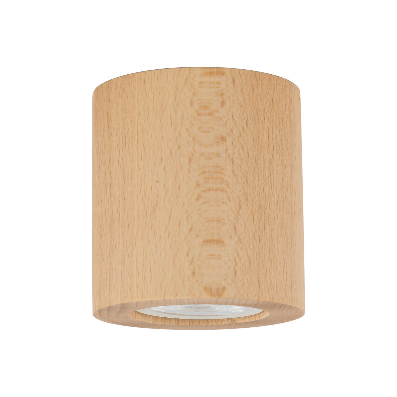 Spot de plafond en bois GU10 Ø 8 cm rond H : 8,5 cm en hêtre Deckenleuchte, Zylinder, Lampe