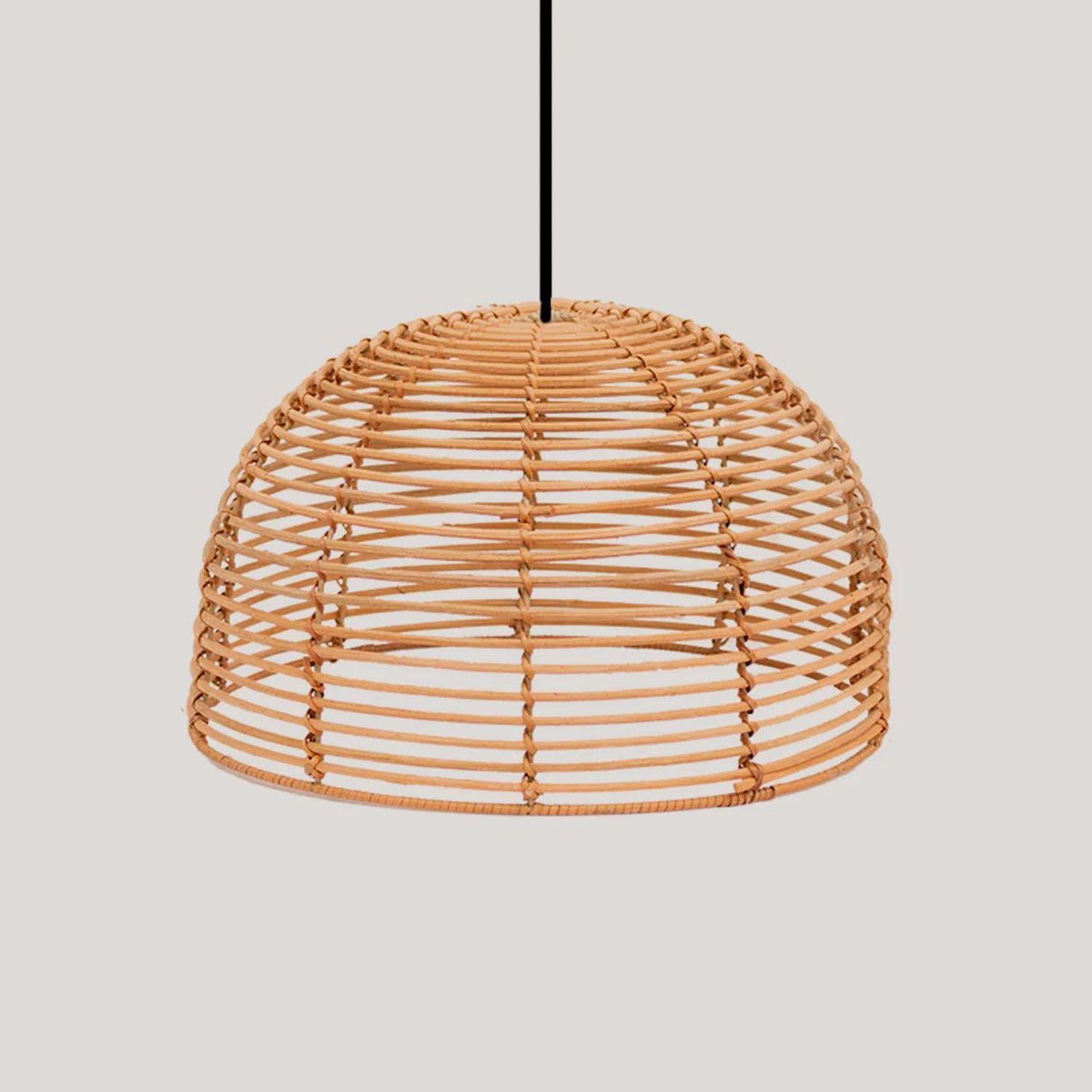 Boho Lampe à suspendre Ø 35 cm Corbeille Abat-jour Beige Noir E27