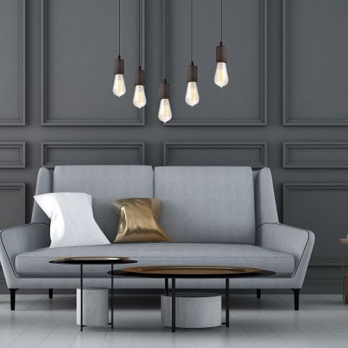 Braun Lampe suspendue en bois 5-flmg longue table à manger