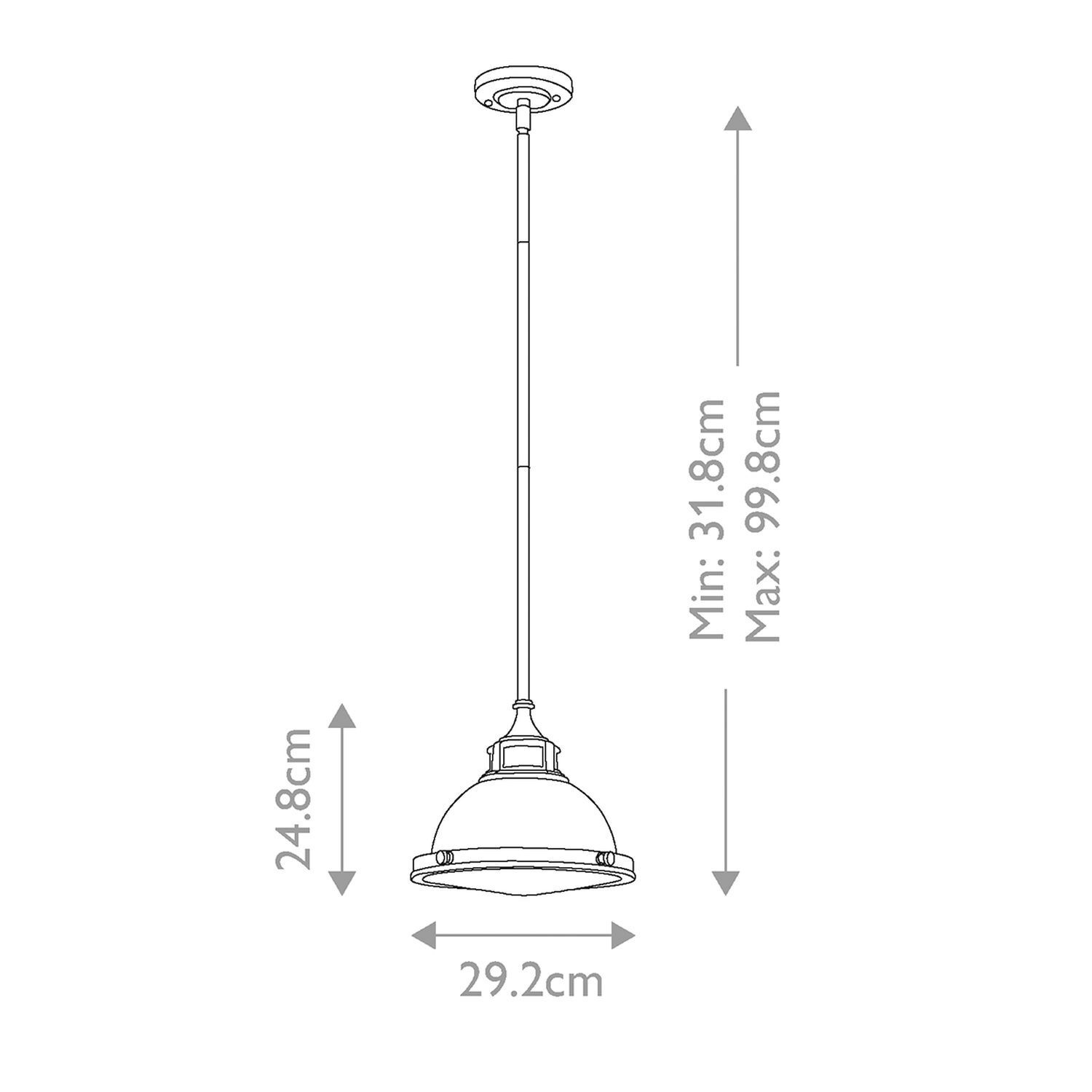 Suspension métal verre Ø 29,2 cm rond E27 Industrial