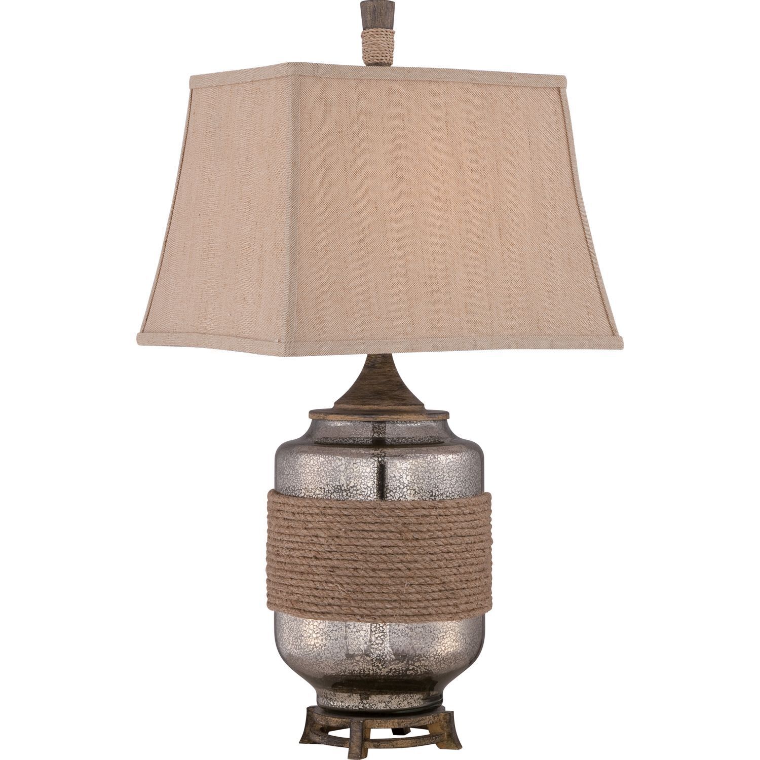 Lampe de Table Verre Lin Classique 83cm en Argent Beige