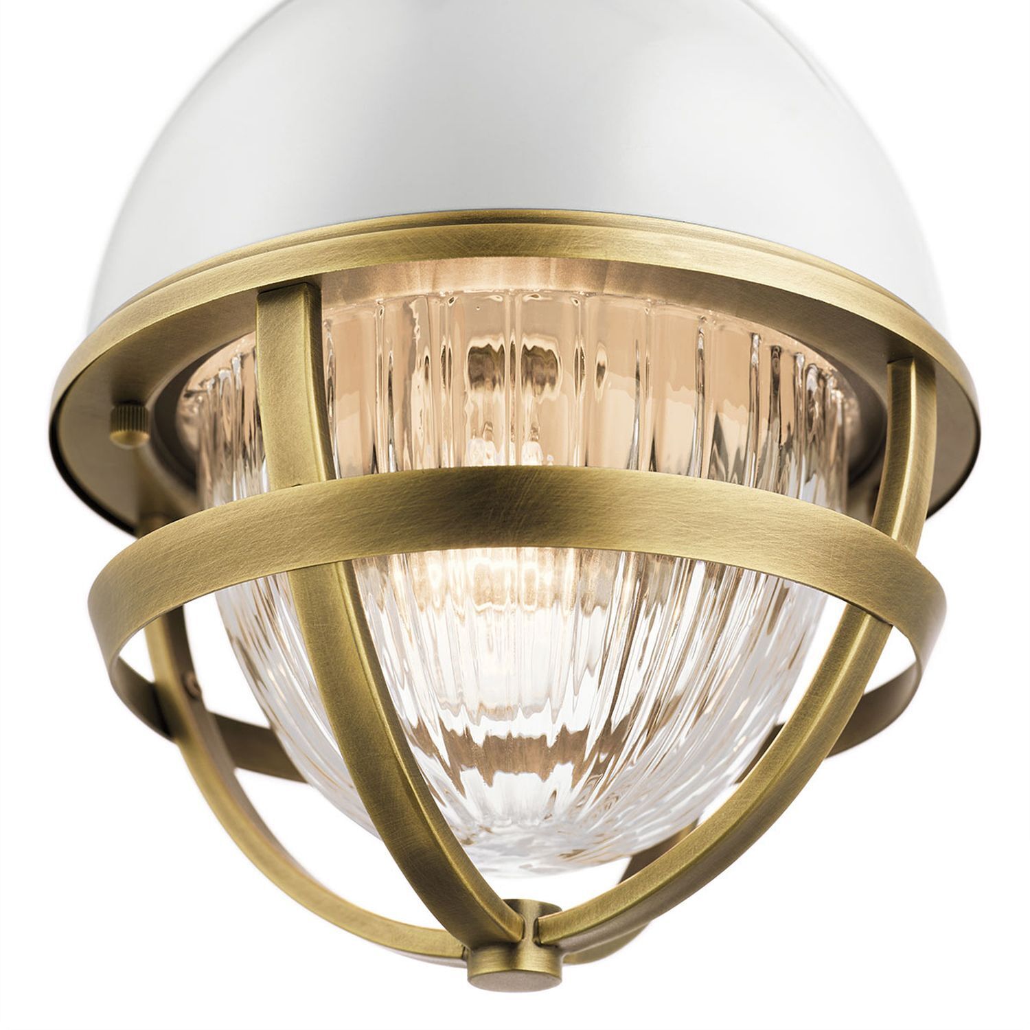 Suspension verre métal E27 Ø 20,4 cm en laiton blanc