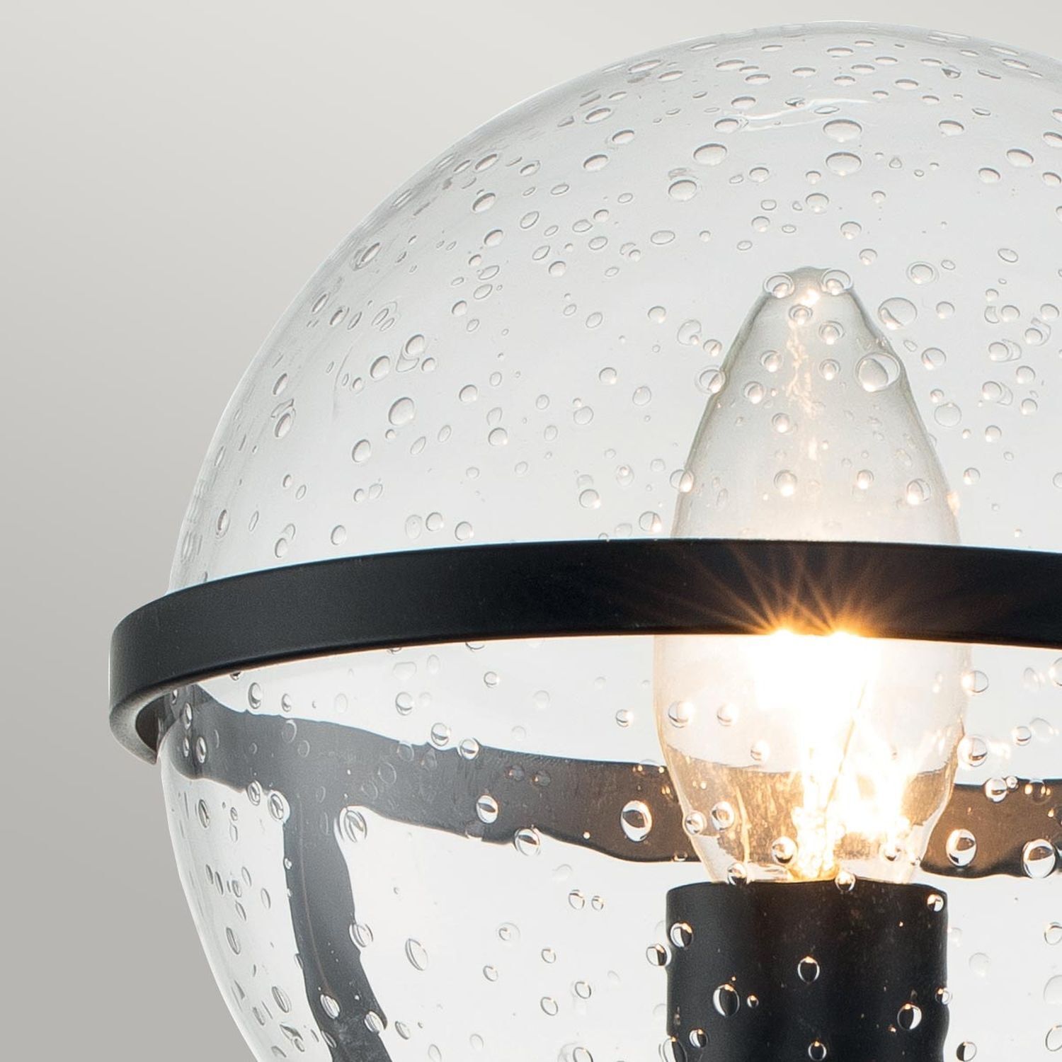 Lampe de salle de bain métal verre IP44 hauteur 40,3 cm noir