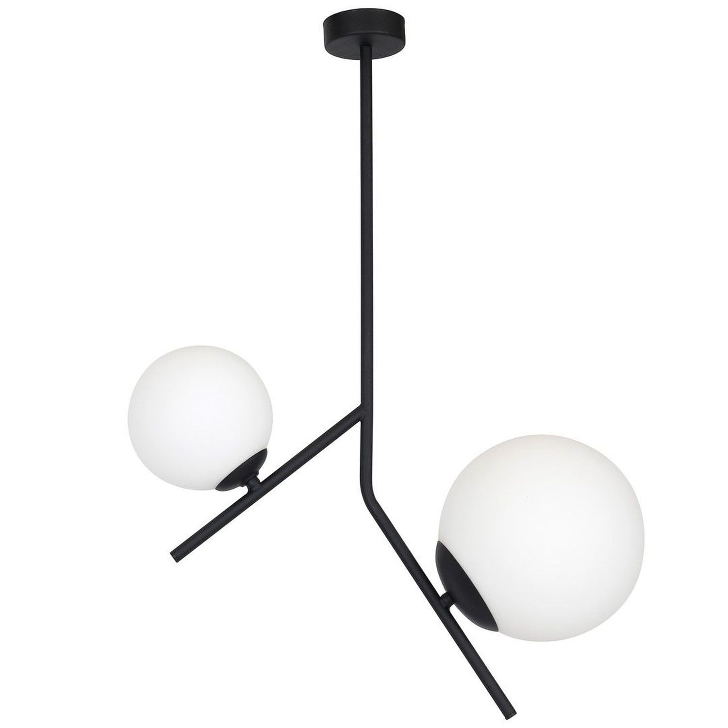 Plafonnier Noir E14 E27 L:50 cm Verre Boules