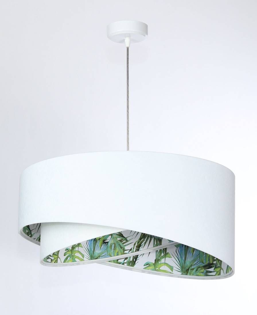 Suspension Blanc Vert Tropical Ø 50 cm E27 réglable