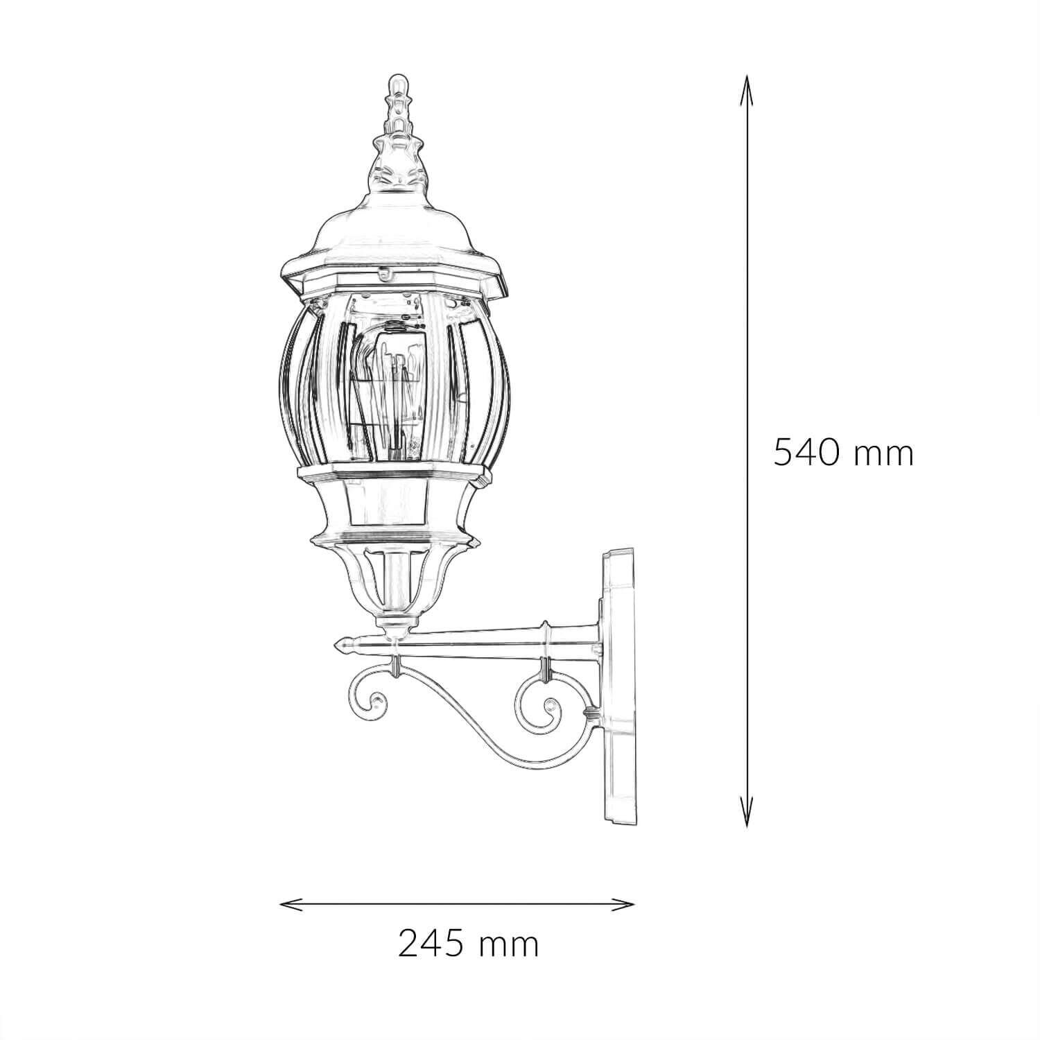 Lampe d'extérieur Rustikal E27 Gris Verre Alu H : 54 cm IP23