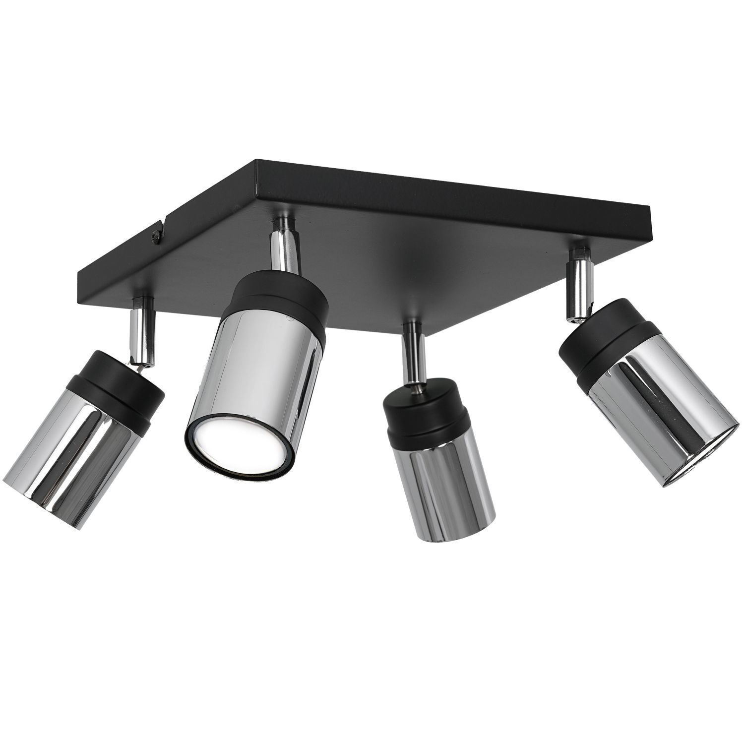 Spot projecteur noir chrome 4 flammes GU10