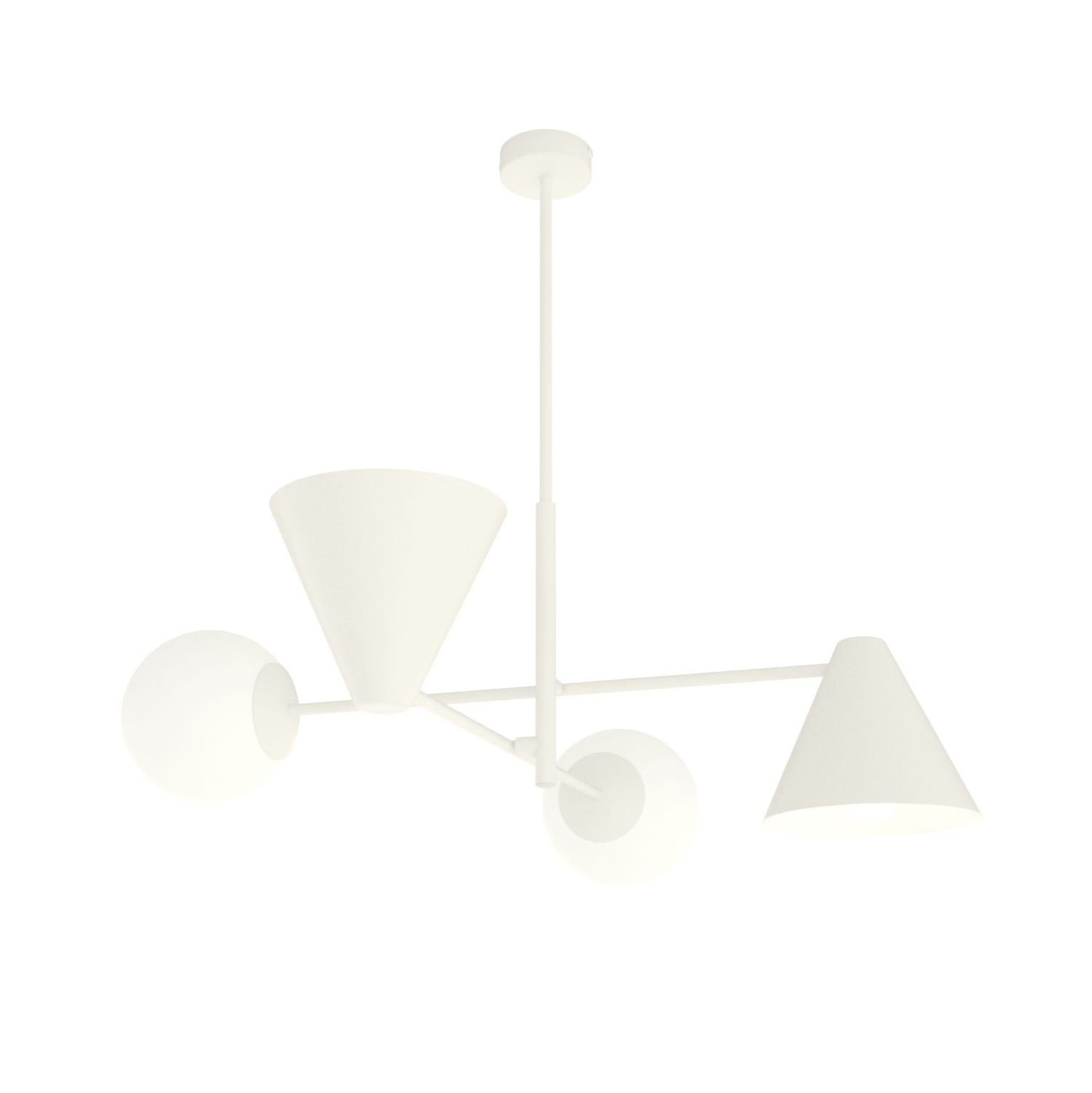 Plafonnier blanc faible éblouissement métal verre E14 4-flamme