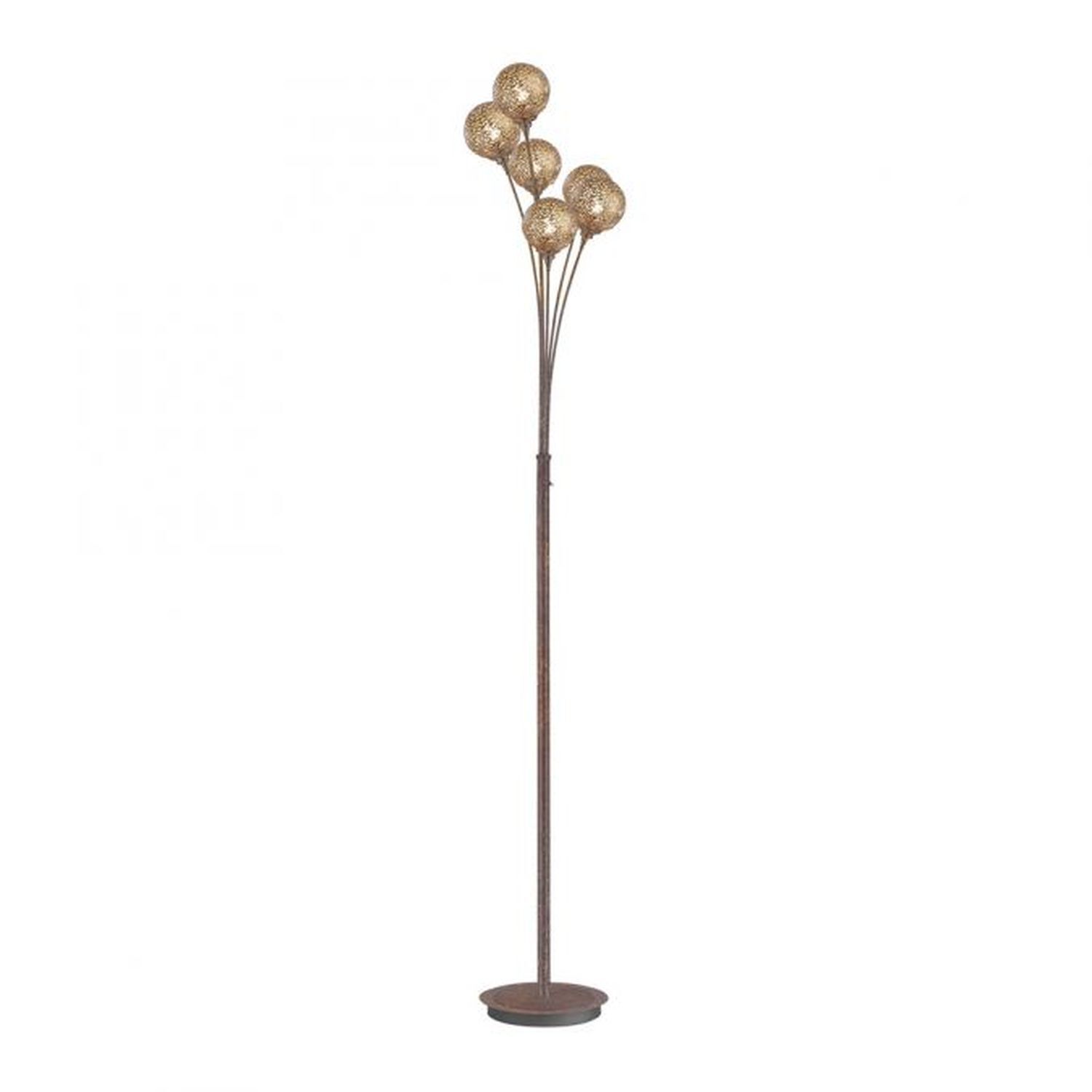 Grand lampadaire en métal brun rouille or 181,2 cm G9 6-flmg