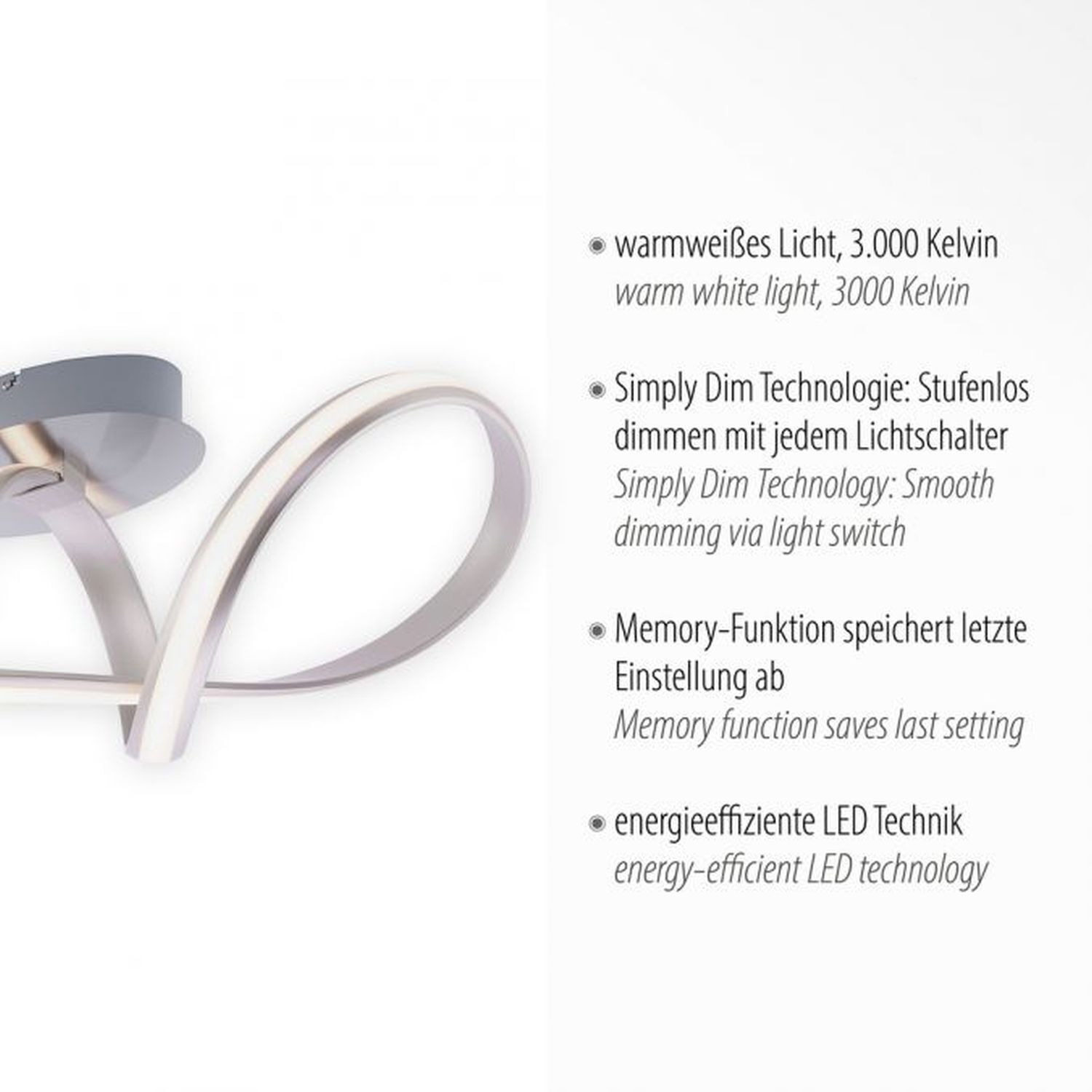 LED Deckenlampe dimmbar Metall in Stahl 2050 lm Modern LED Deckenlampe dimmbar Metall in Stahl 2050 lm Modern