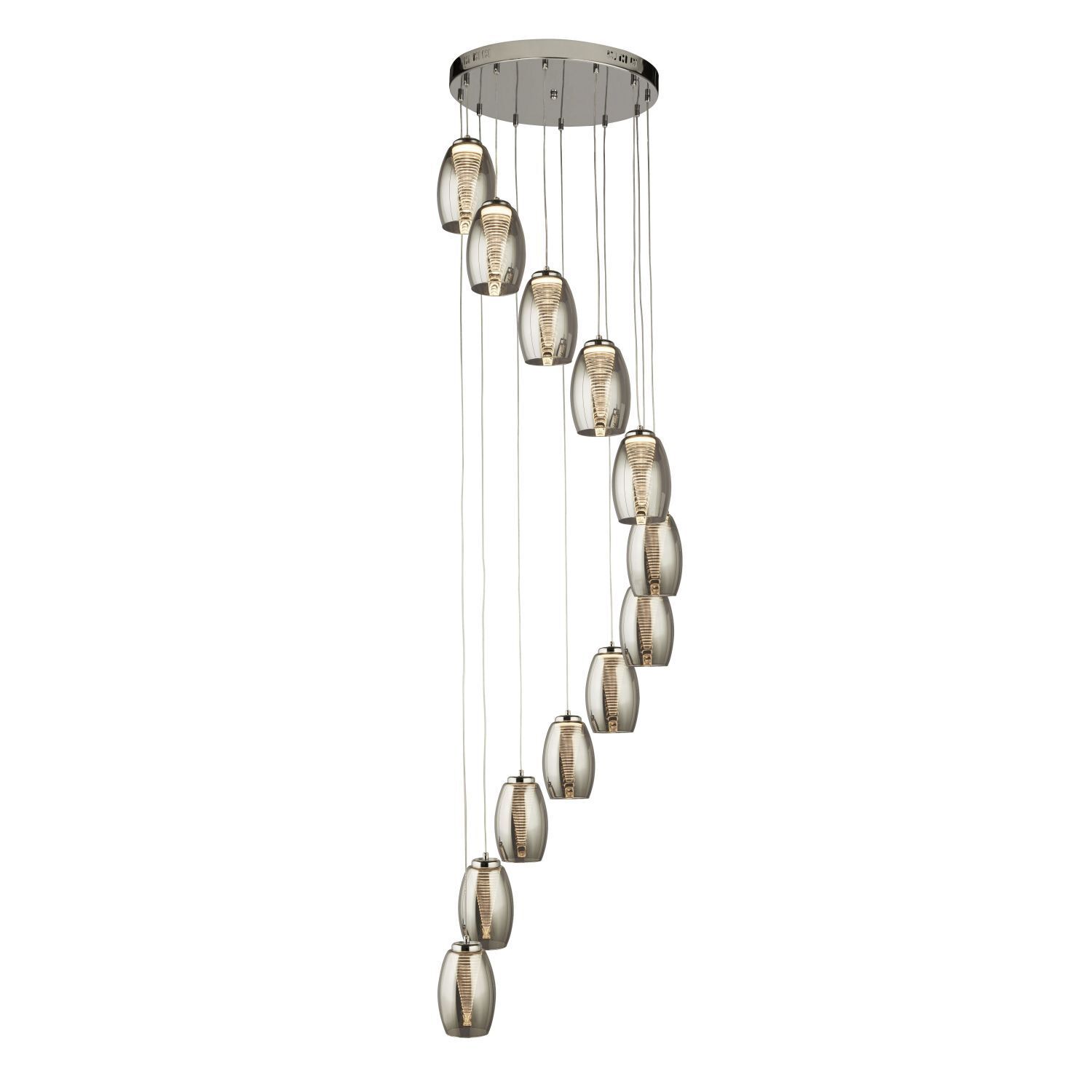 LED Lampe à suspendre Chrome Gris Fumé 3000 K 1705 lm Métal
