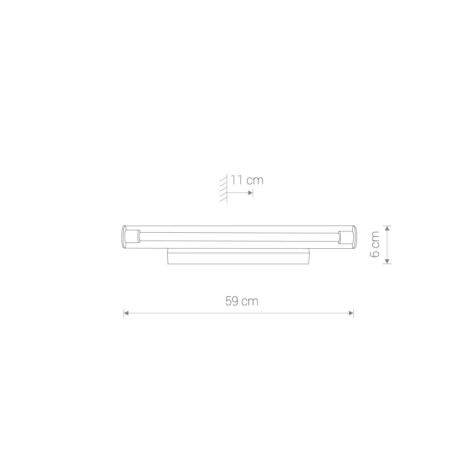 Applique LED chrome 3000 K 870 lm verre métal 59 cm