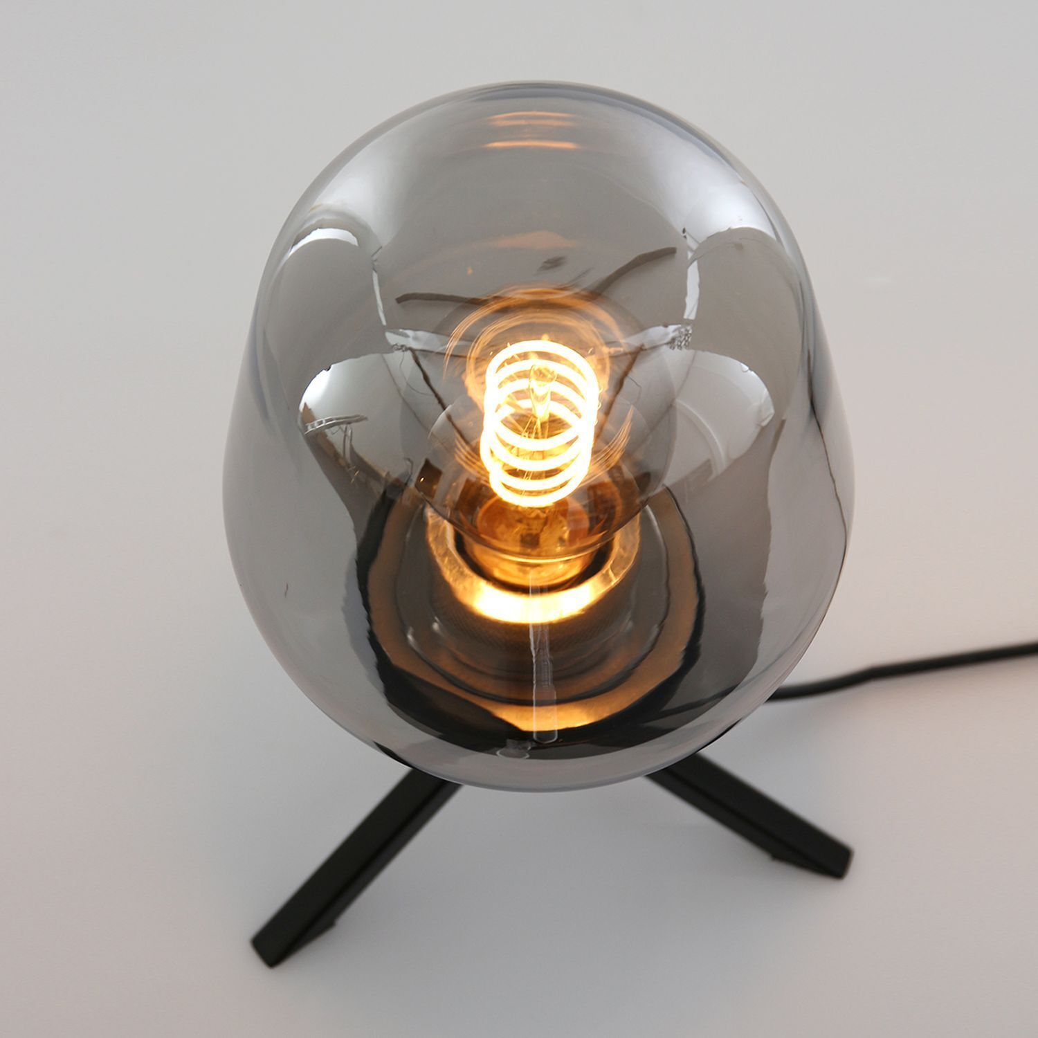 Lampe de table Abat-jour en verre Noir Gris Fumé 23 cm élégant