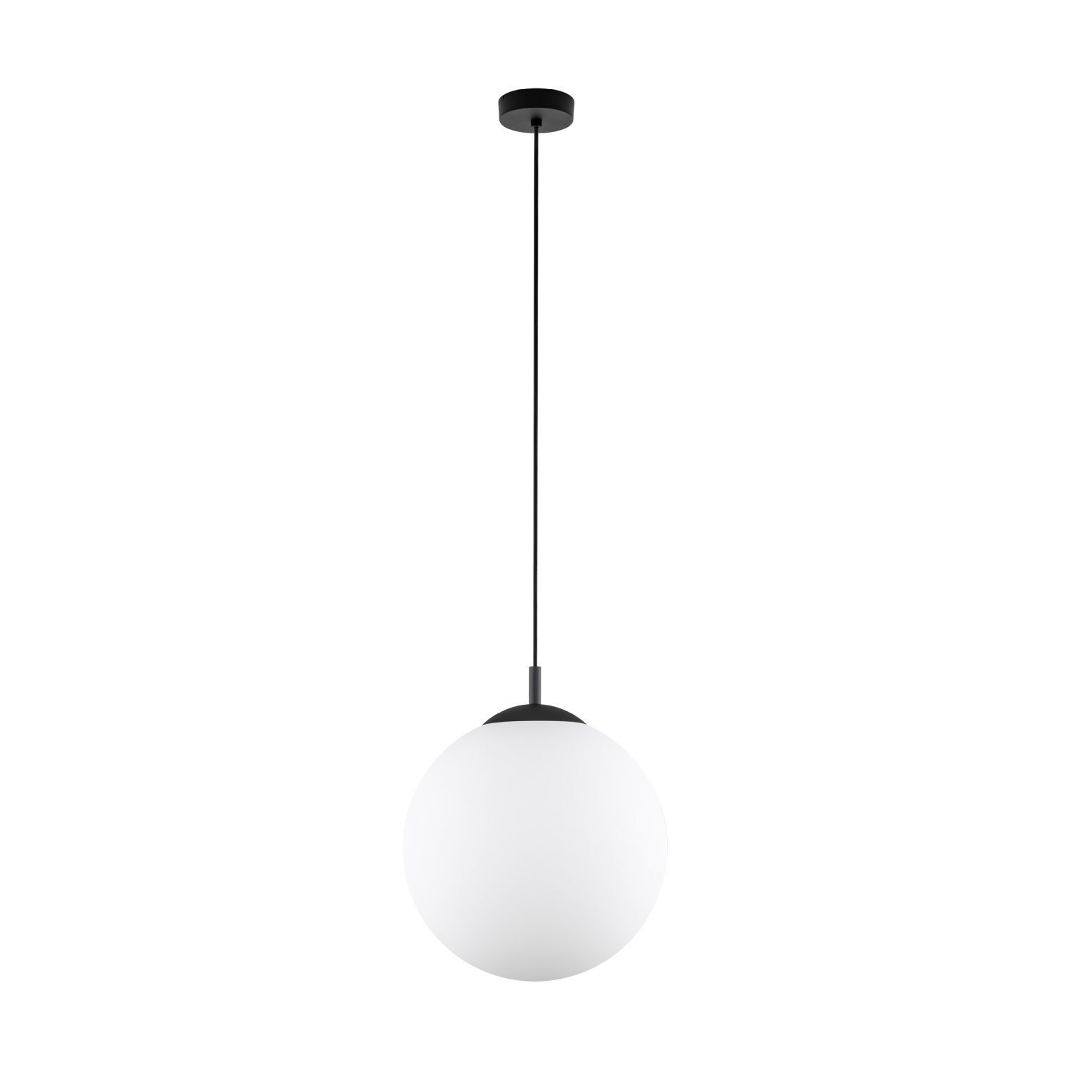 Lampe à suspendre Blanc Noir Ø 35 cm E27 Boule Verre Métal