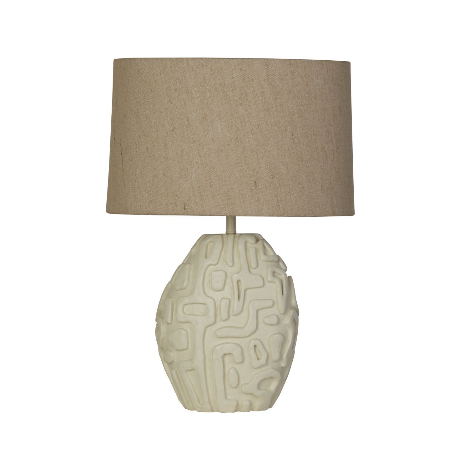 Blendarme Tischlampe E27 59,5 cm Creme Weiß Harz Stoff Tischlampe, Lampensockel, Beige Lampenschirm, Keramischer Sockel, Raumbeleuchtung