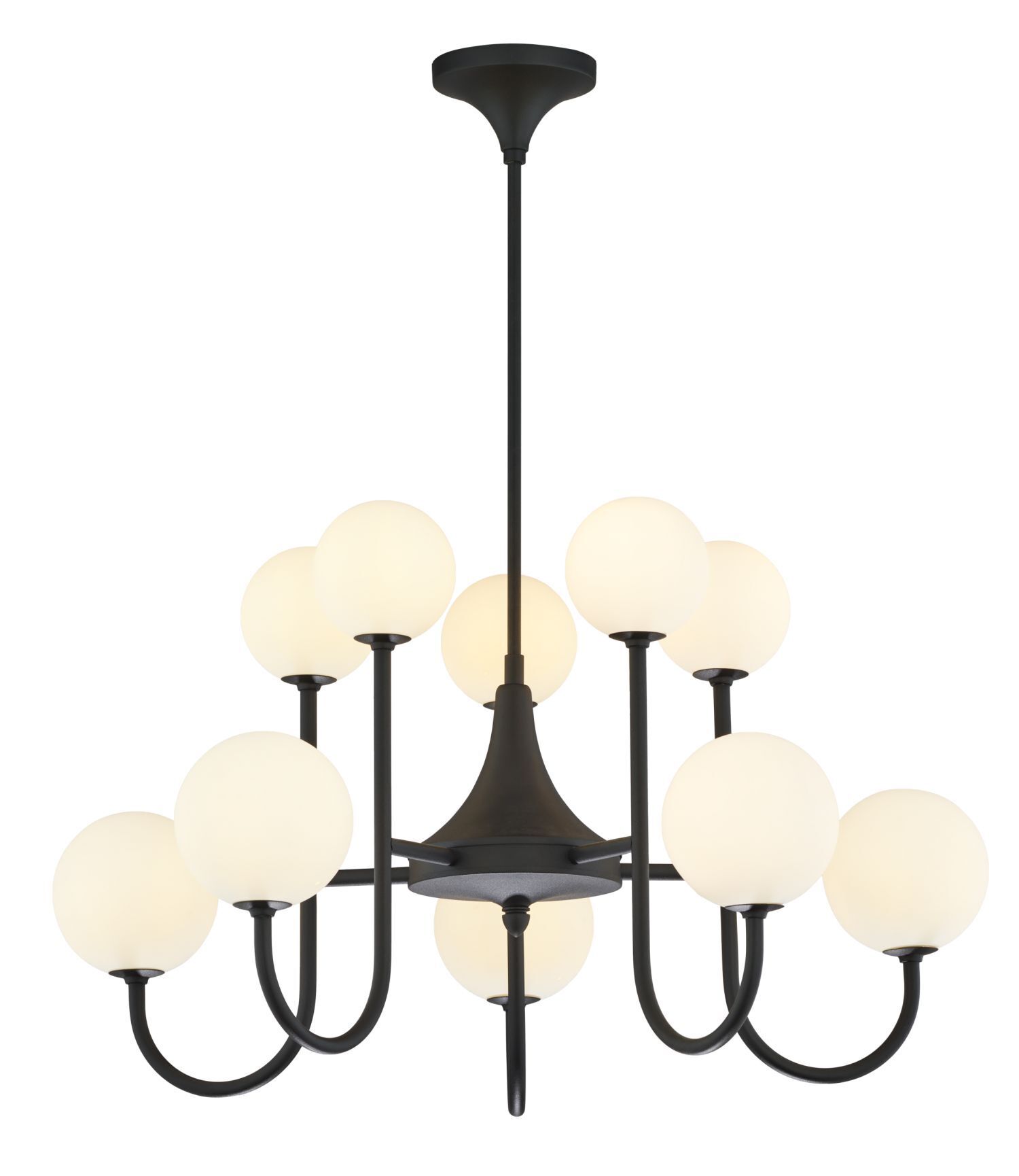 Plafonnier XXL métal verre G9 72 cm noir confortable