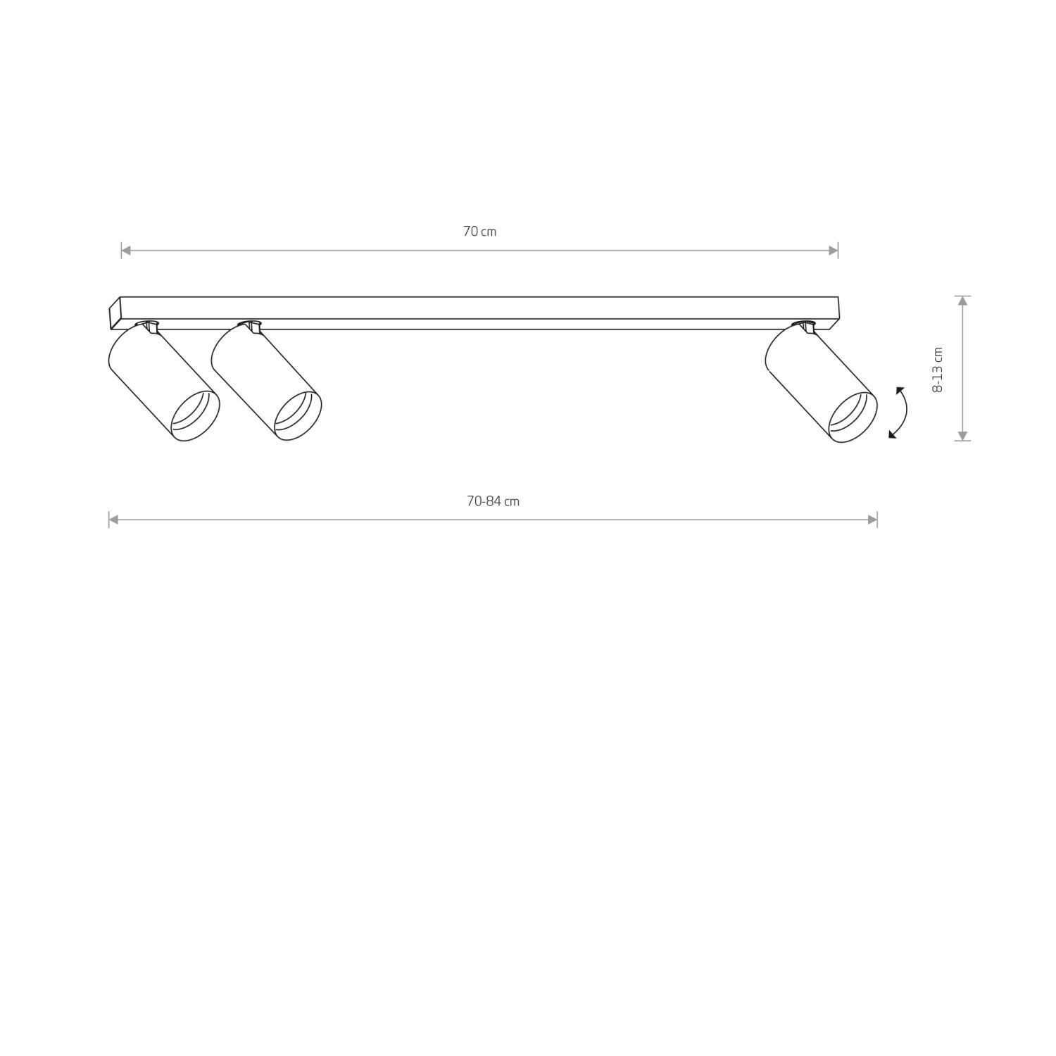 Plafonnier Blanc Métal Moderne 3-feux GU10 70 cm