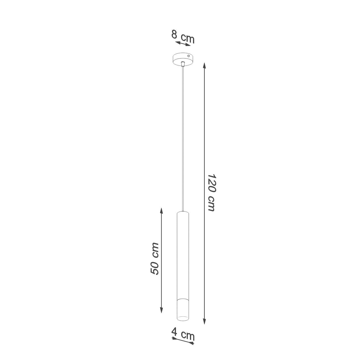 Suspension Noir Cylindre Ø 4 cm étroit Métal Verre