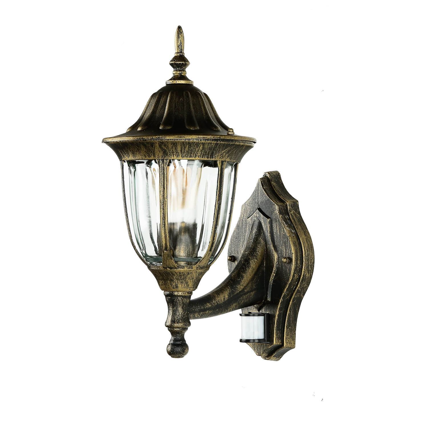 Lampe d'extérieur avec détecteur de mouvement Or antique mur MILANO