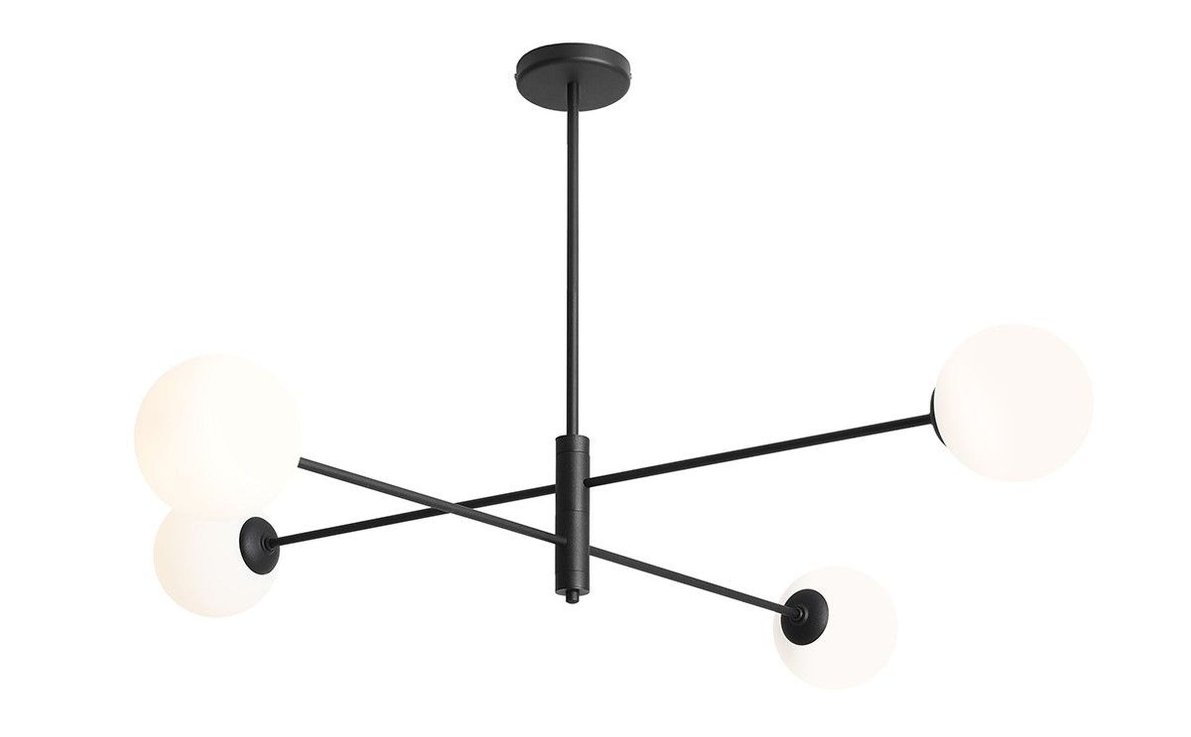 Grande lampe de plafond verre métal noir L:108 cm 4-flamme