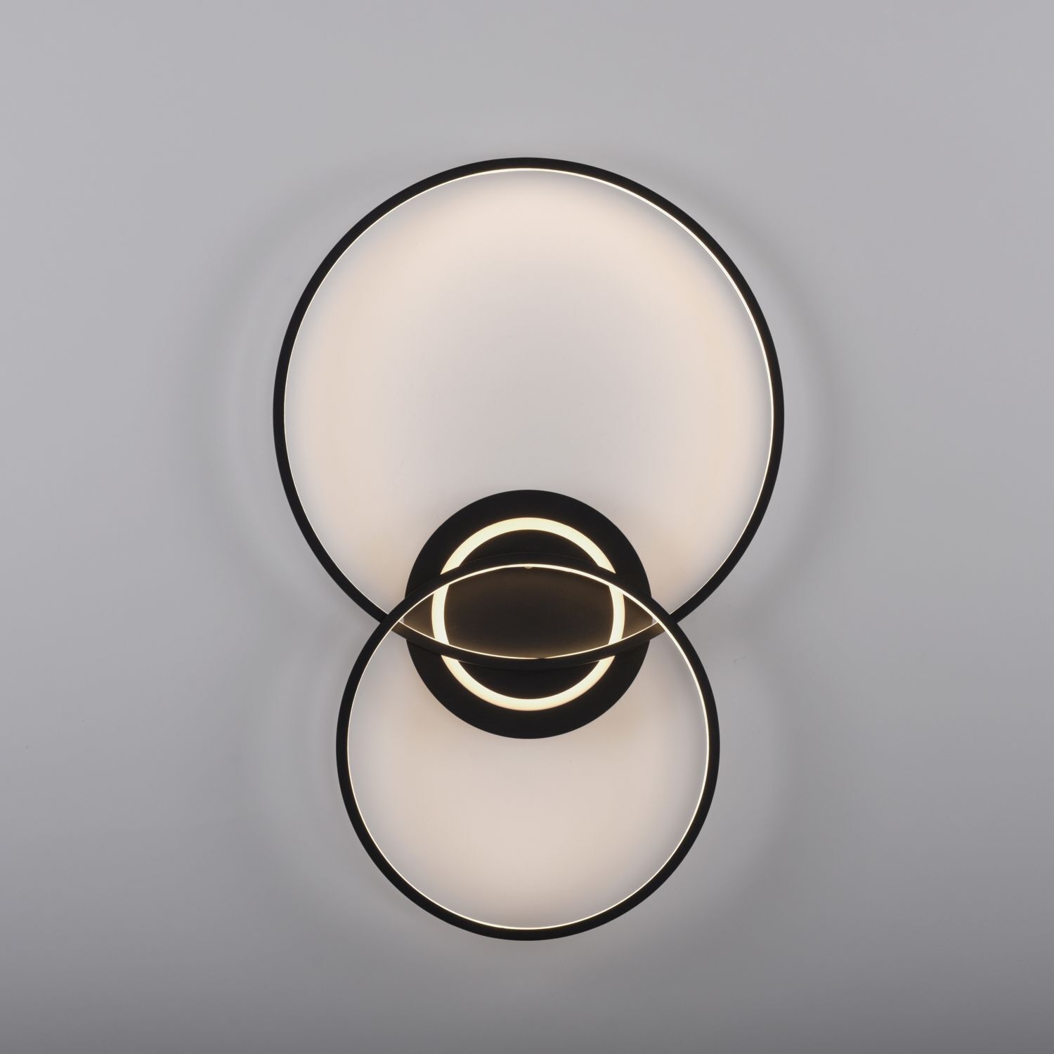 Plafonnier LED stylé Métal noir 3000 K anneaux