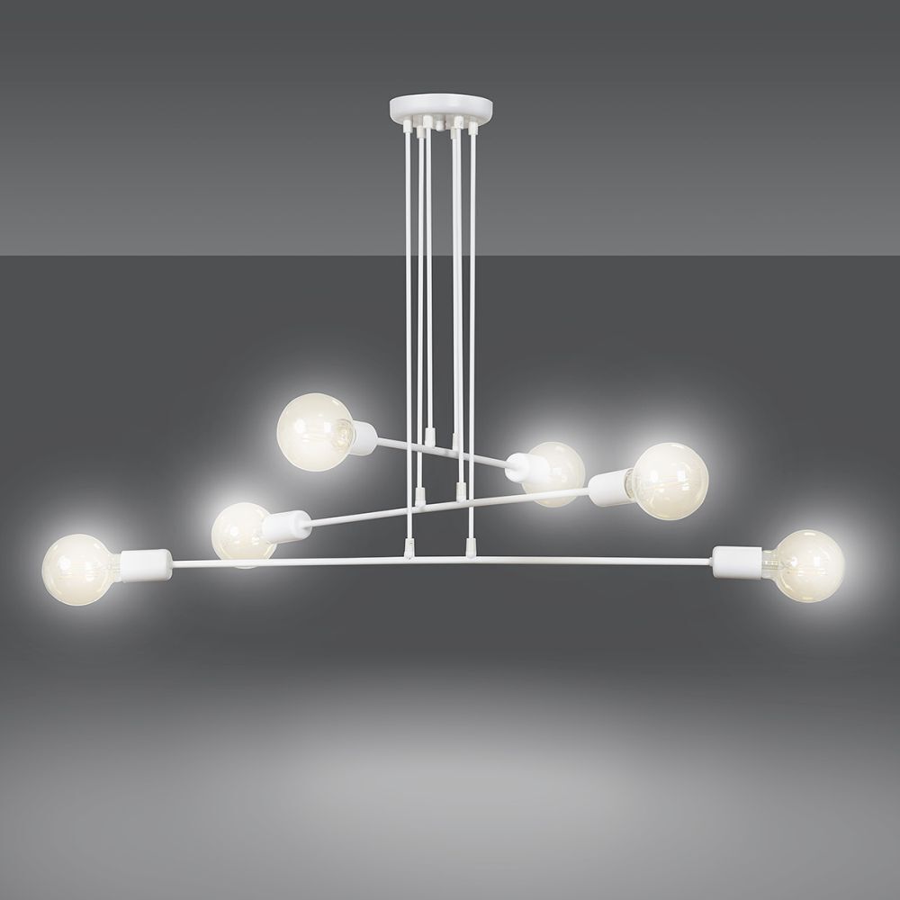 Lampe à suspendre métal réglable rétro blanc table à manger