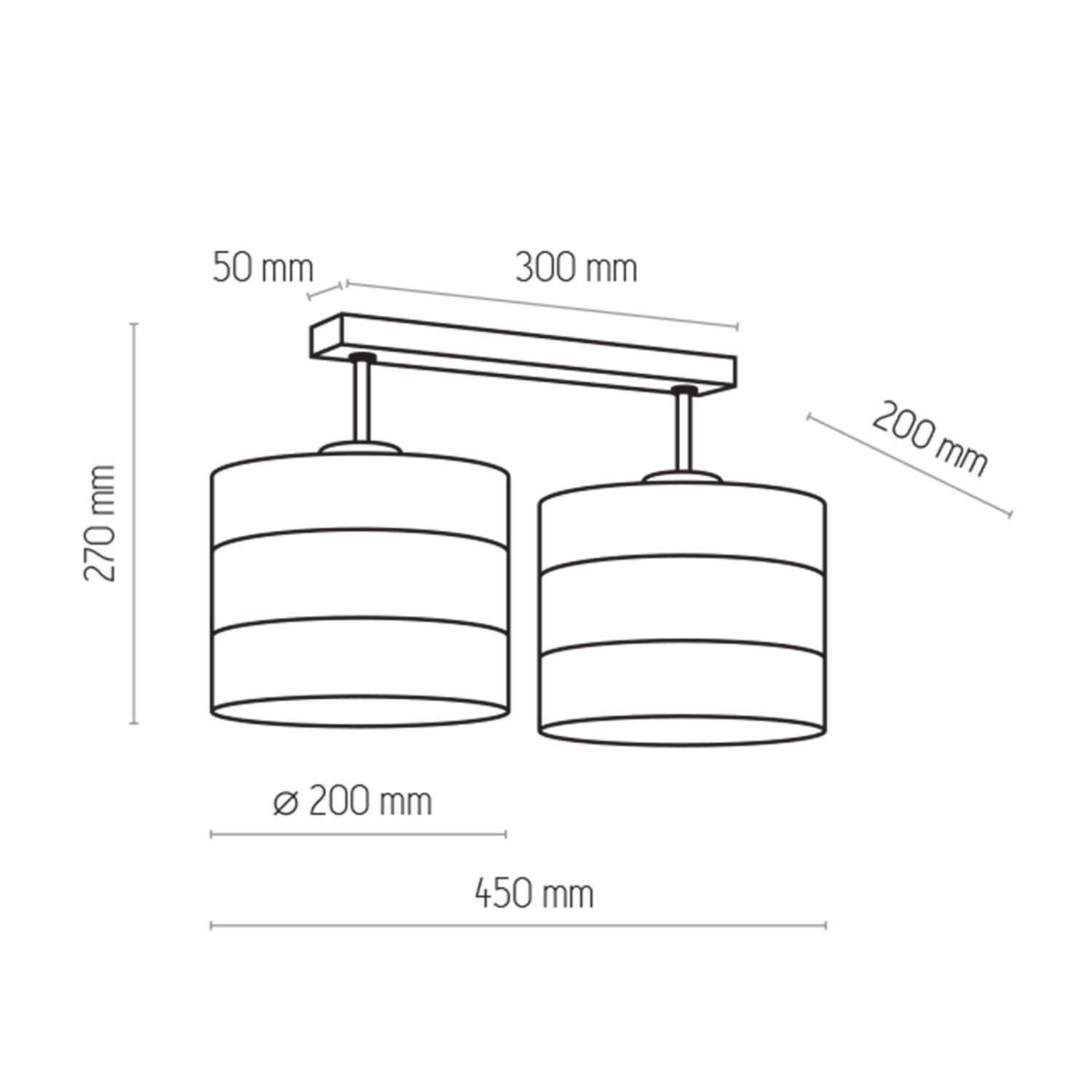 Plafonnier allongé Tissu blanc or E27 45 cm