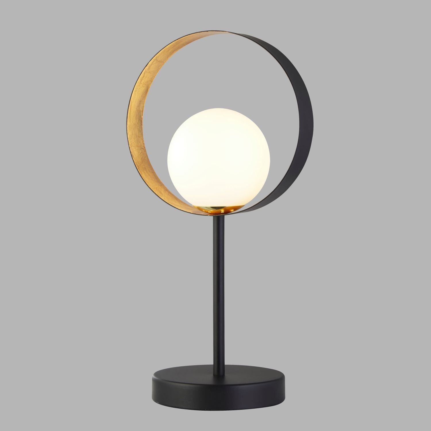 Lampe de table métal verre hauteur 36 cm G9 noir blanc or