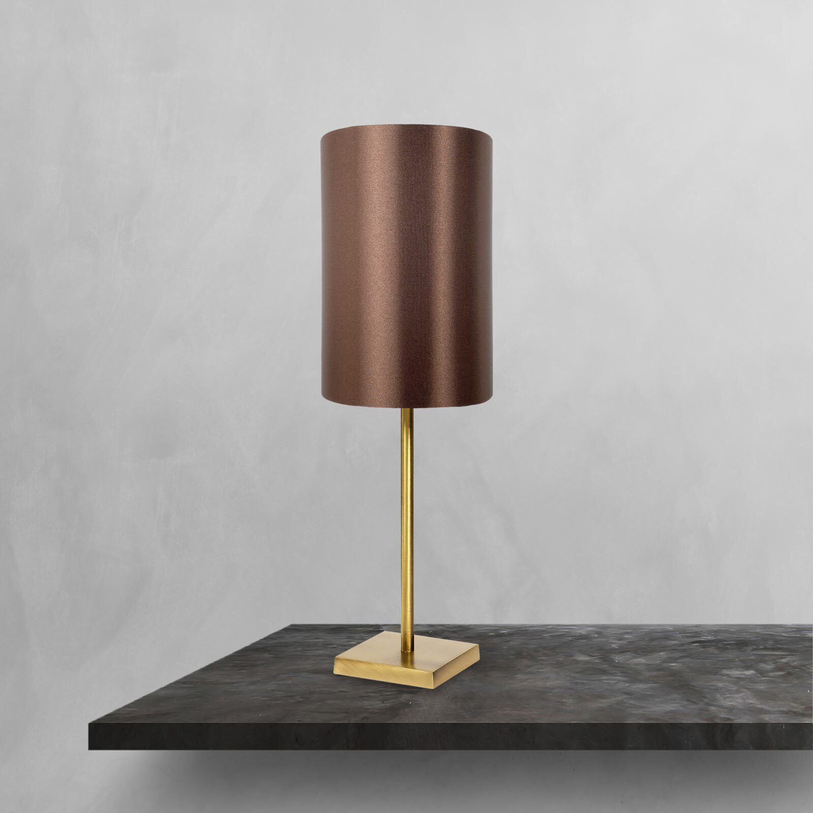 Lampe de table en bronze clair brun E27 48,5 cm laiton tissu Lampe, Tischlampe, Lampenschirm