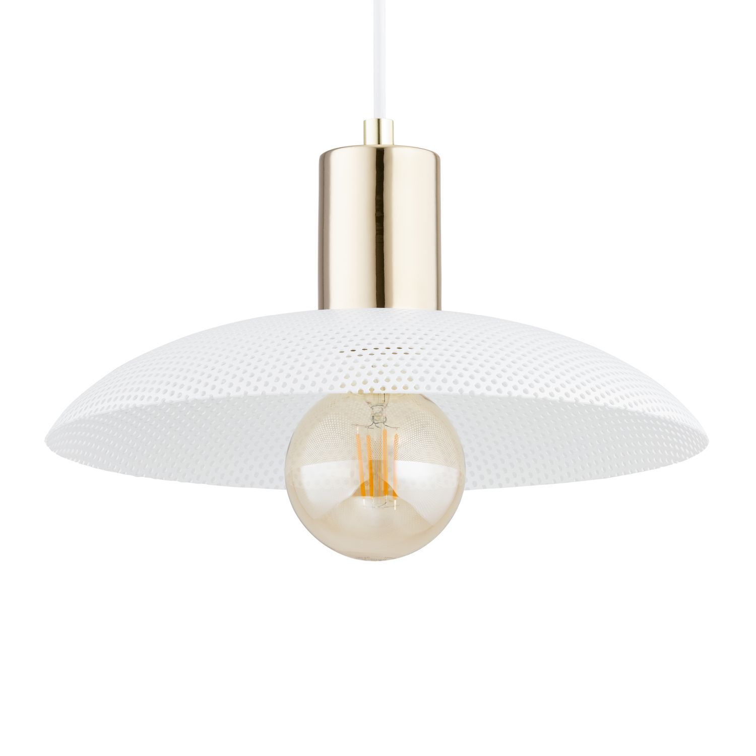 Suspension Blanc Or Ø 30 cm H : max. 100 cm réglable E27
