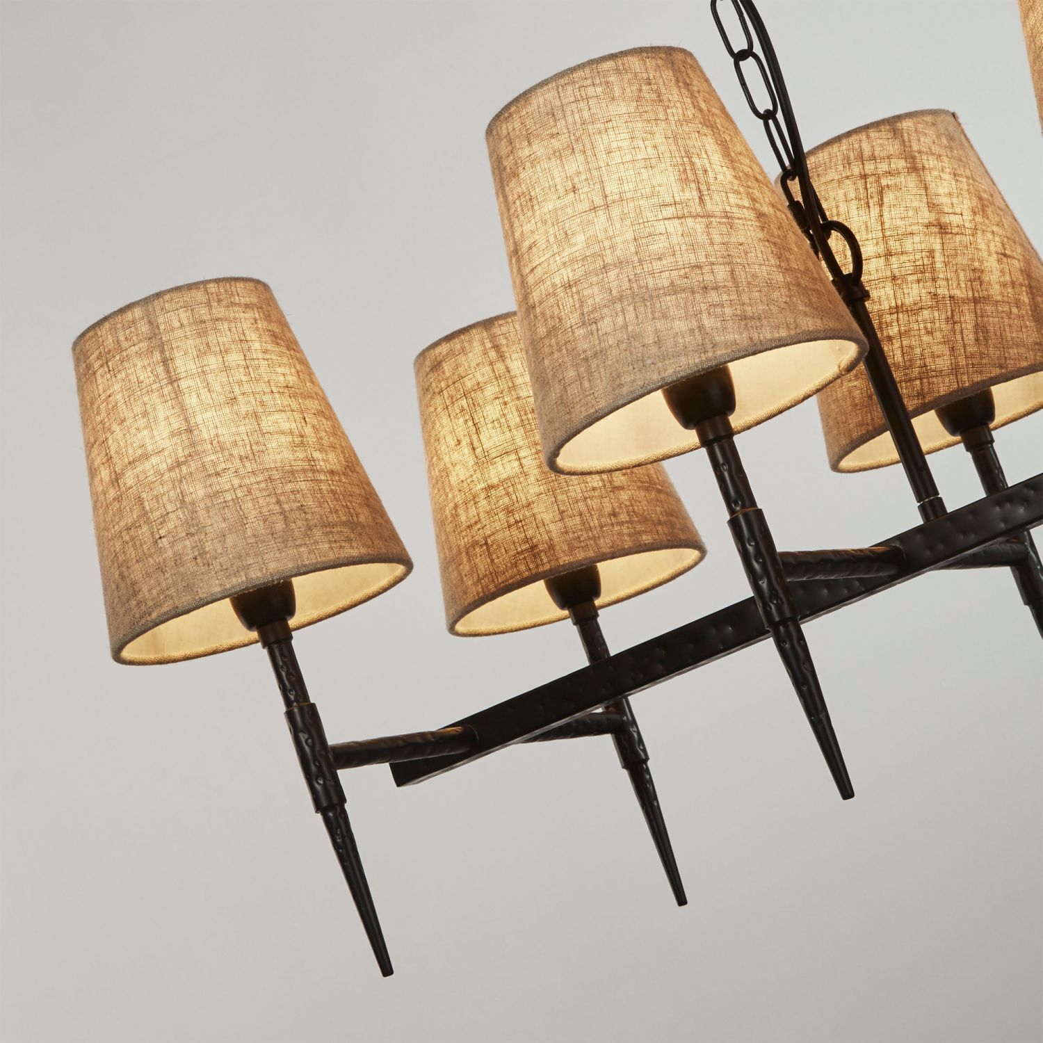 Lampe à suspendre Noir Crème L : 91 cm 8x E14 Tissu Métal