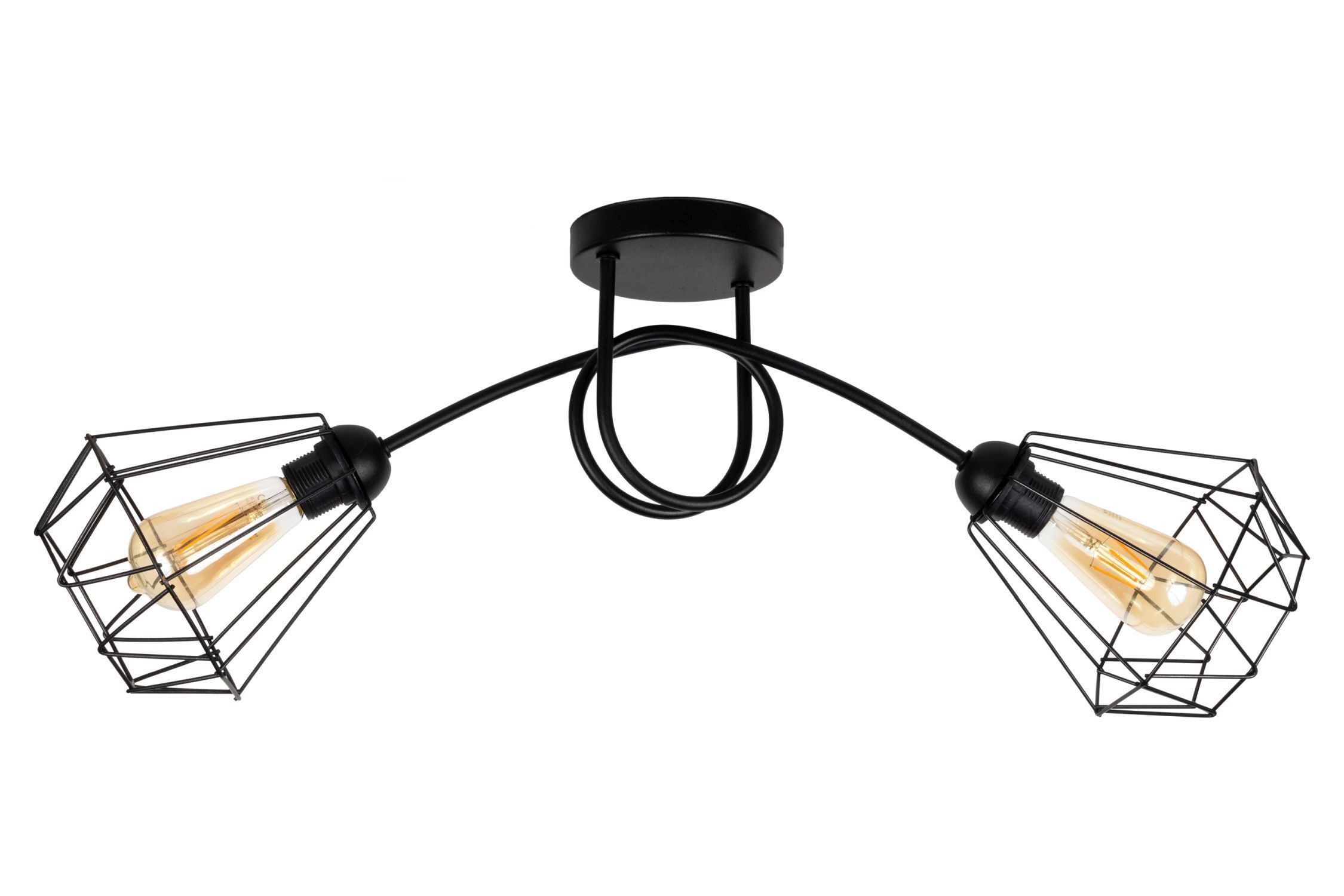 Lampe de plafonnier noir rétro métal E27 L:90 cm 2 flammes