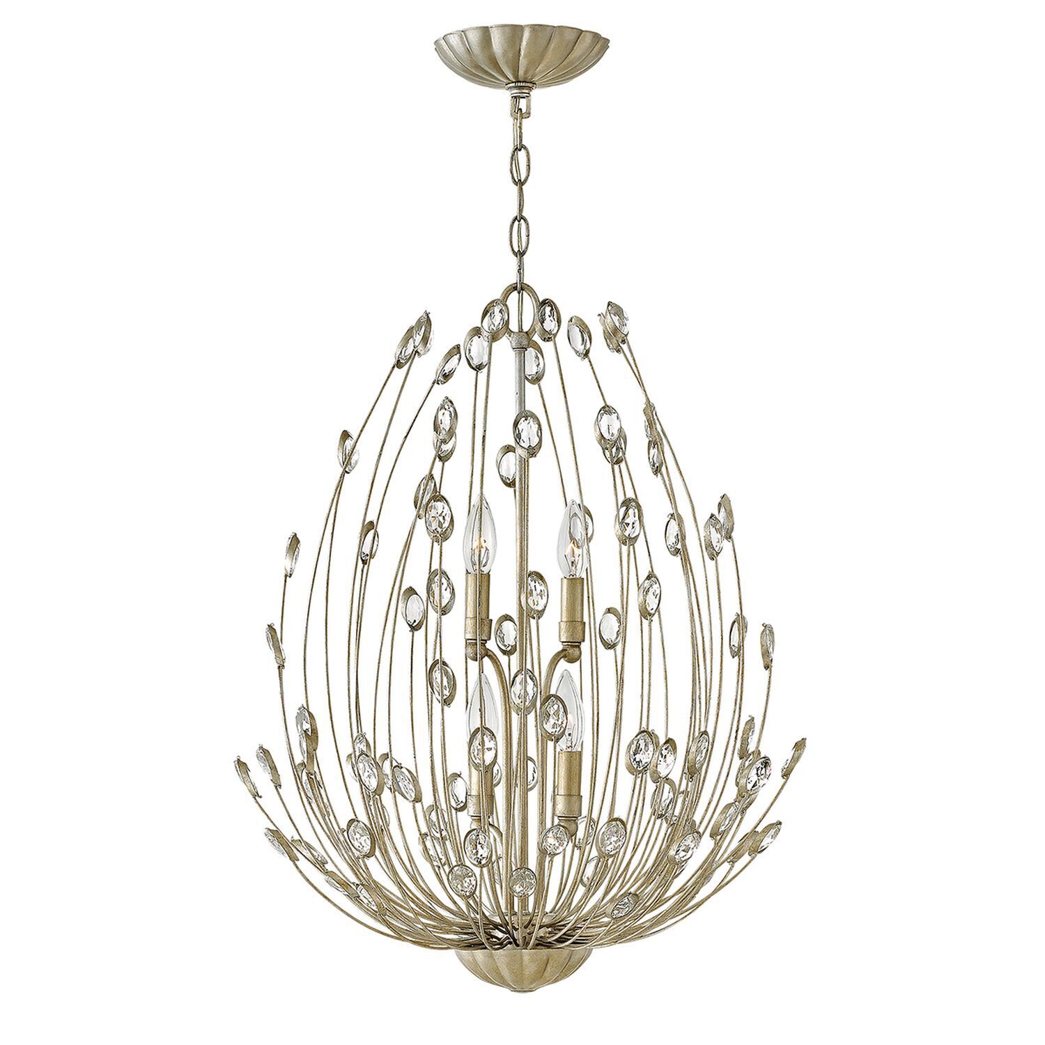 Suspension AZARA feuille d'argent 4xE14 Ø:51cm Lampe