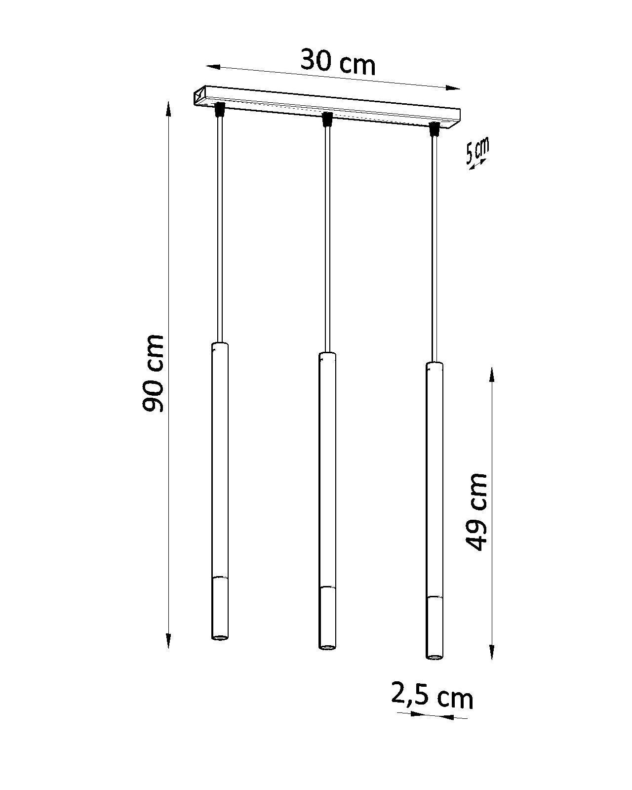 Lampe à suspendre métal noir or allongée 3 flammes G9