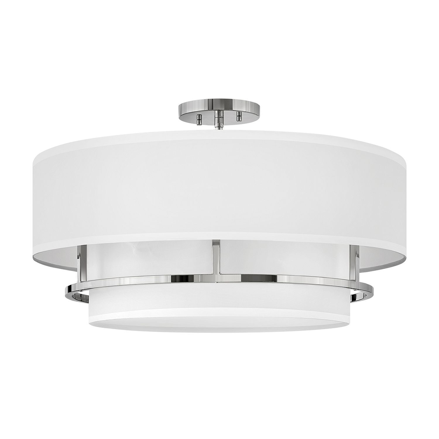 Plafonnier Abat-jour en tissu E14 Ø 58,4 cm 4x rond Blanc Nickel