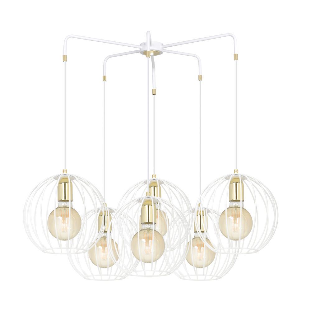 Lampe à suspendre Rétro Blanc Métal Boule Abat-jour E27