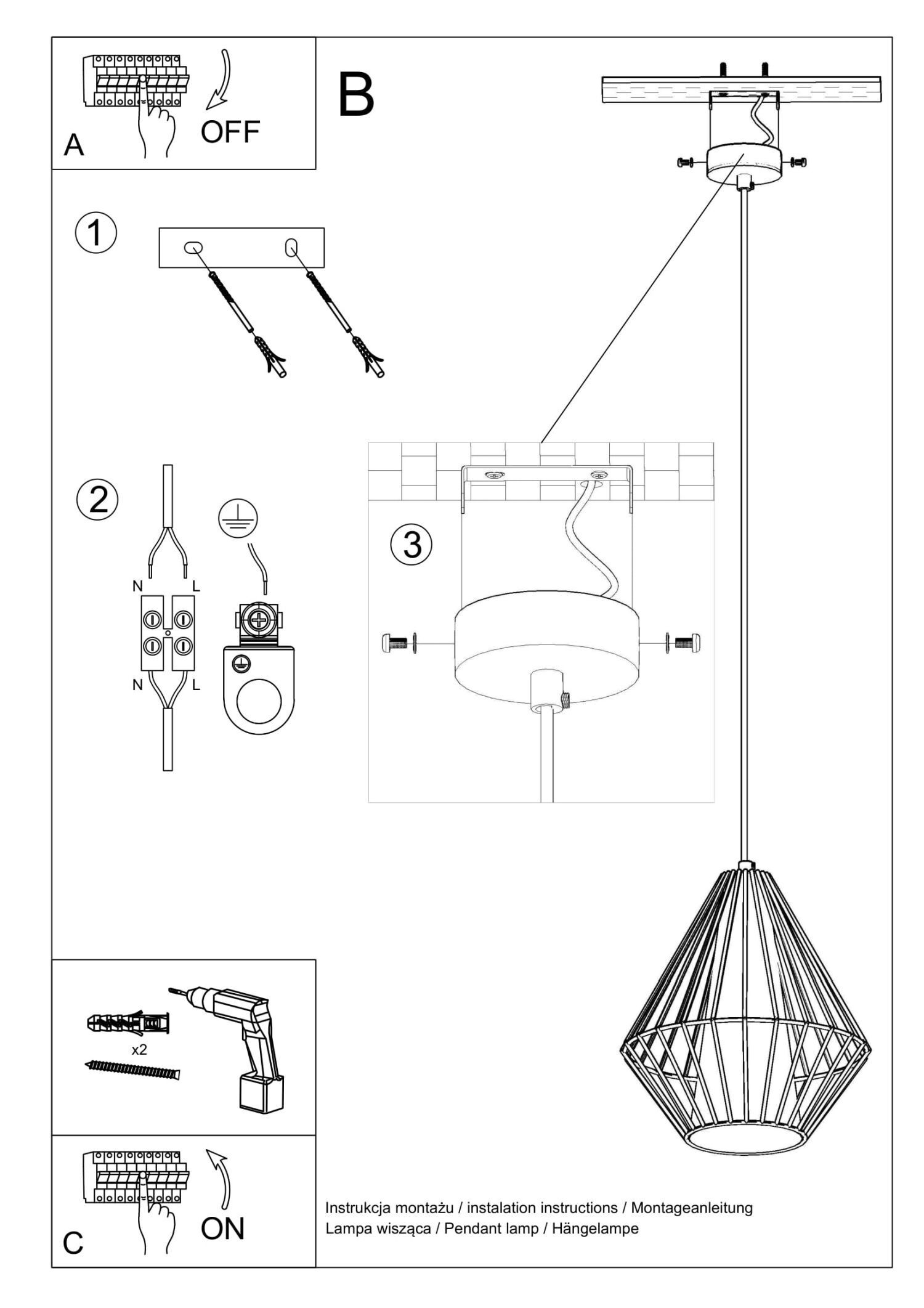 Suspension Blanc Ø 28 cm E27 double abat-jour NASHIRA