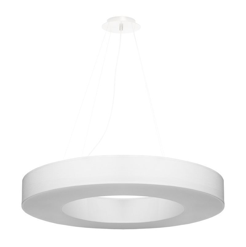 Suspension ronde en tissu Ø 70 cm Blanc faible éblouissement 6x E27