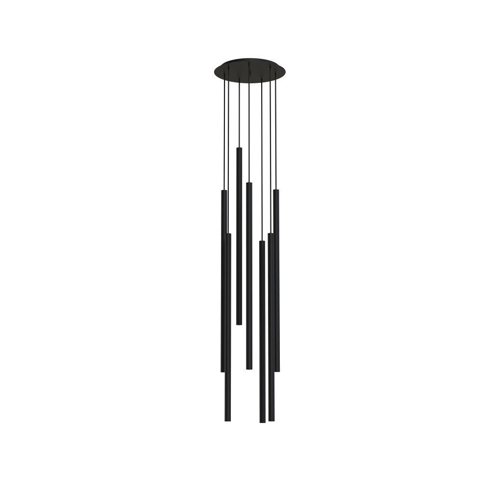 Suspension moderne noire 7 flammes G9 métal