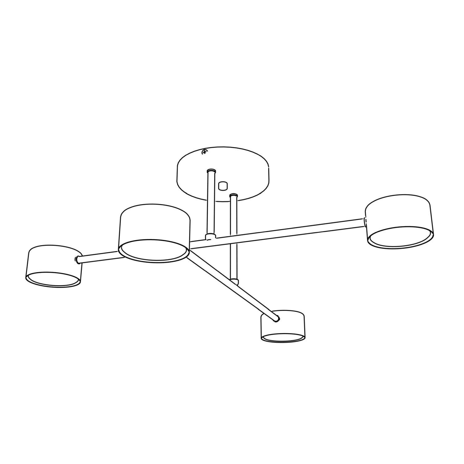 Plafonnier blanc métal GX53 4 flammes accentuées