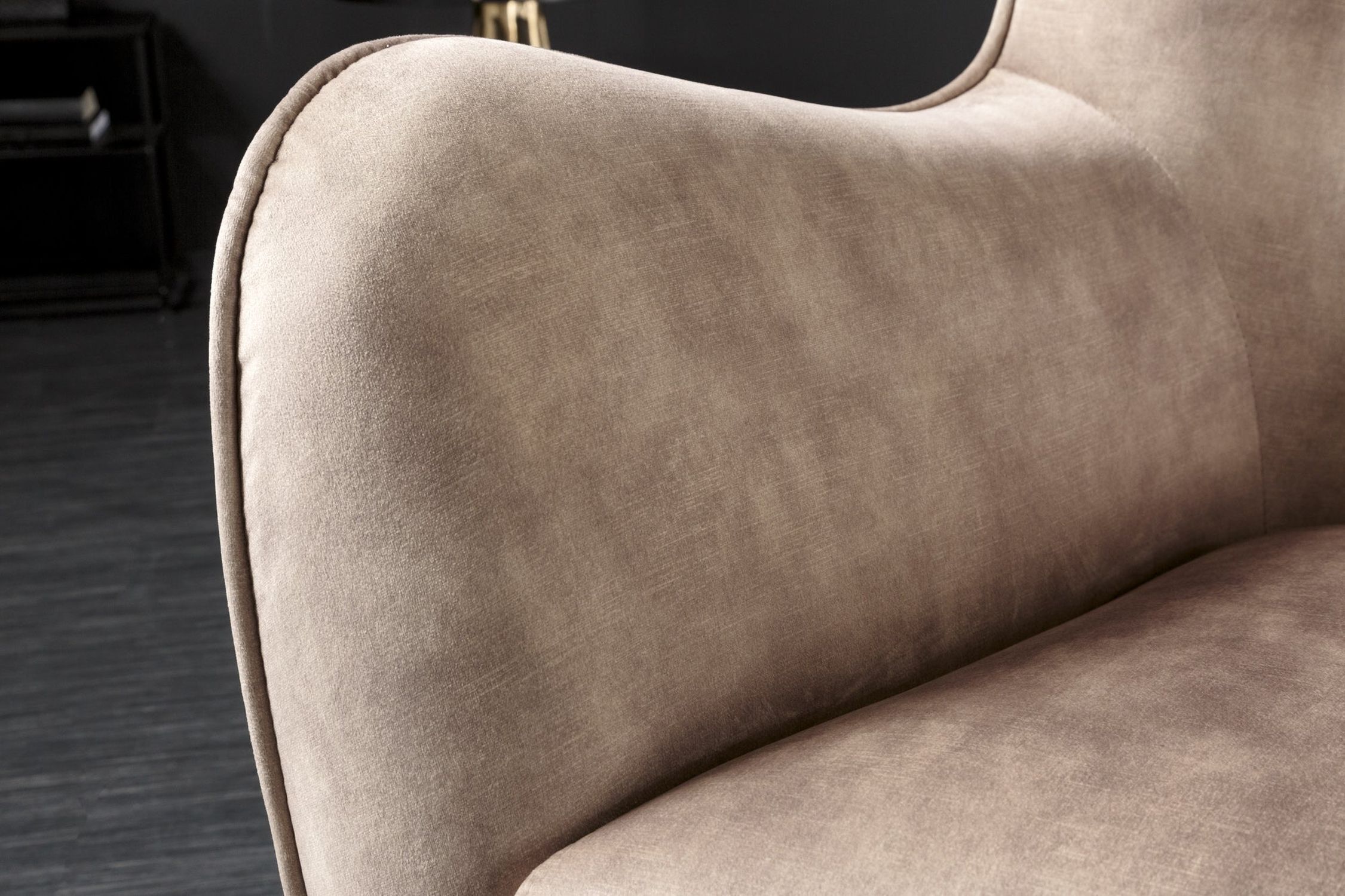 Ohrensessel Samt Beige Creme mit Armlehne Chesterfield Moebel, Stuhl, Kissen, Dekoration für Zuhause, Sessel