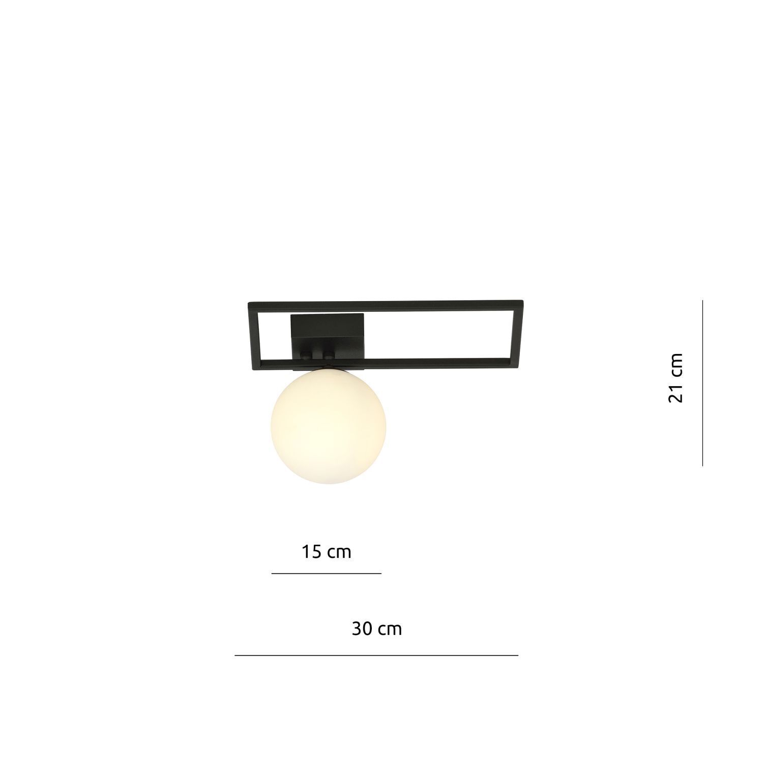 Plafonnier Noir Blanc E14 30 cm Abat-jour sphérique Verre Métal