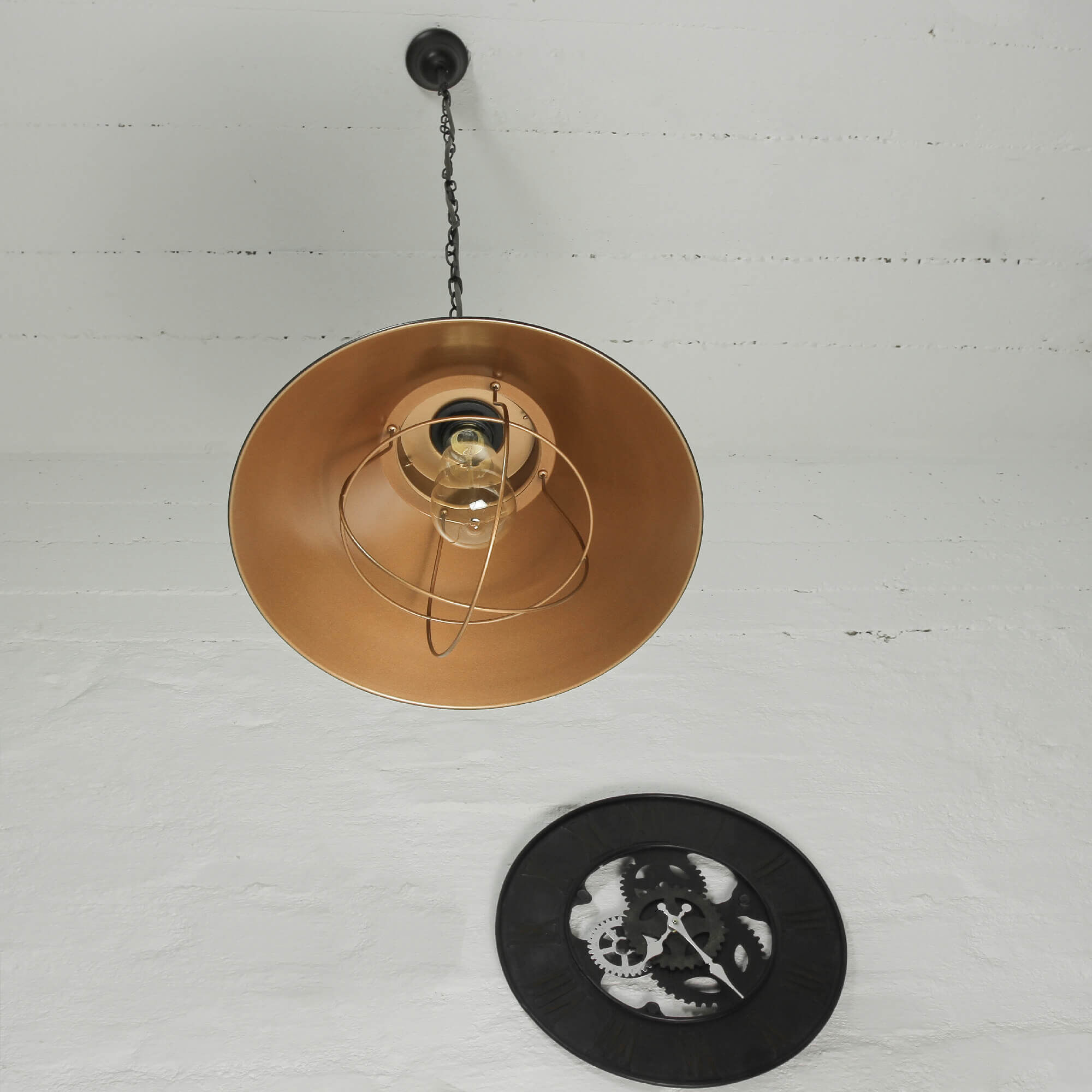 Lampe à suspendre vintage noire cuivre design industriel