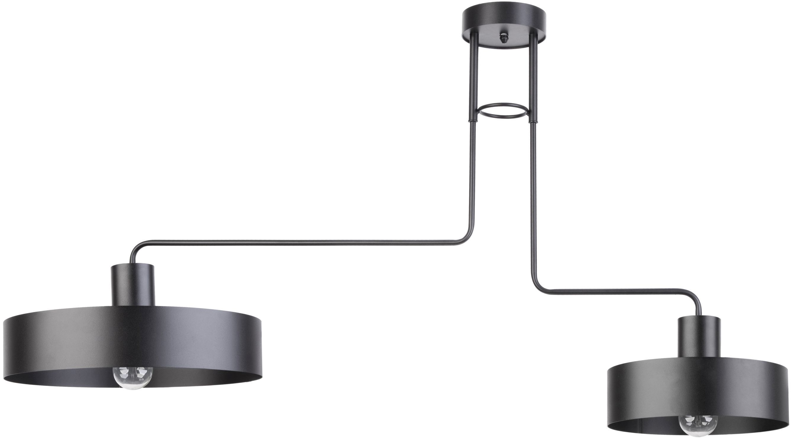 Plafonnier en métal noir 2 flammes L:115 cm E27 grand