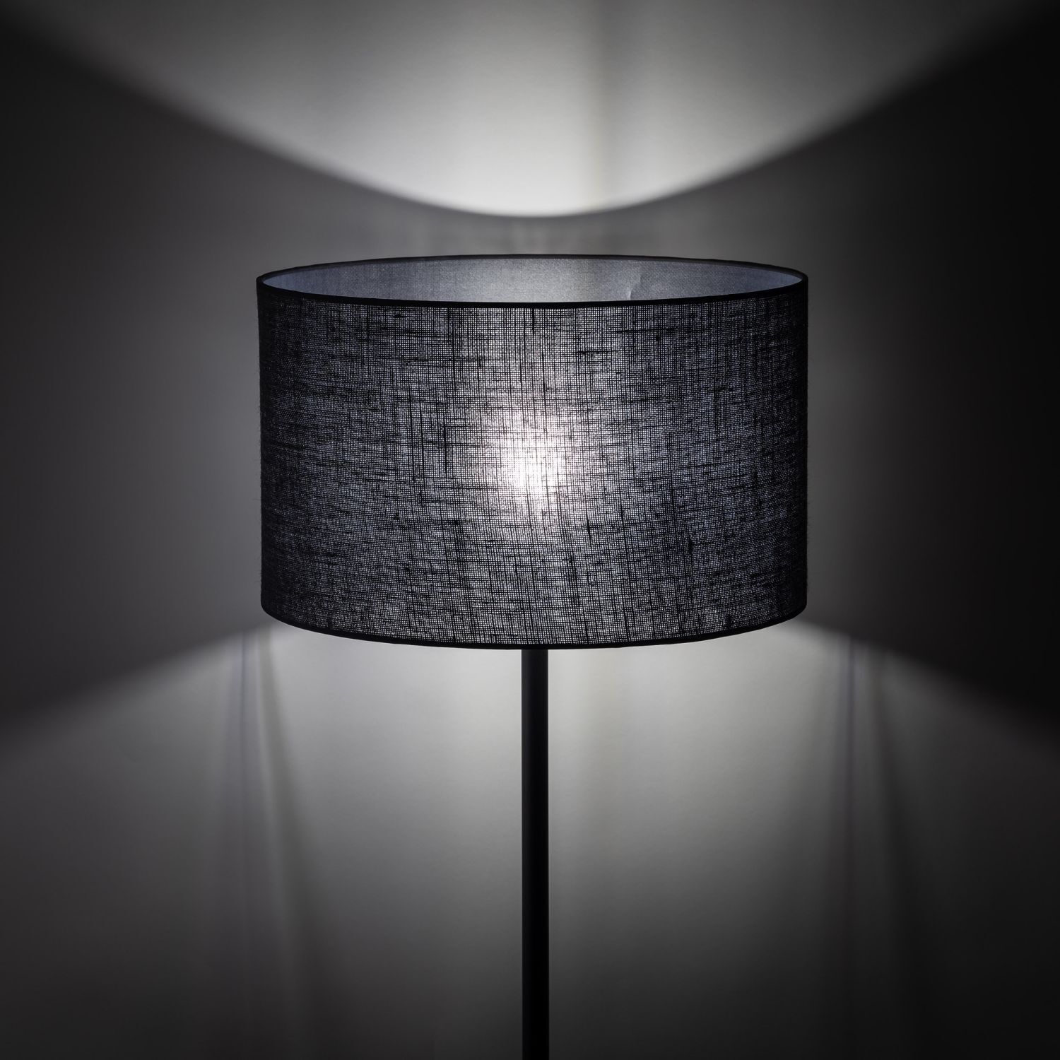 Lampadaire Noir 160 cm Ø 50 cm Métal Tissu E27